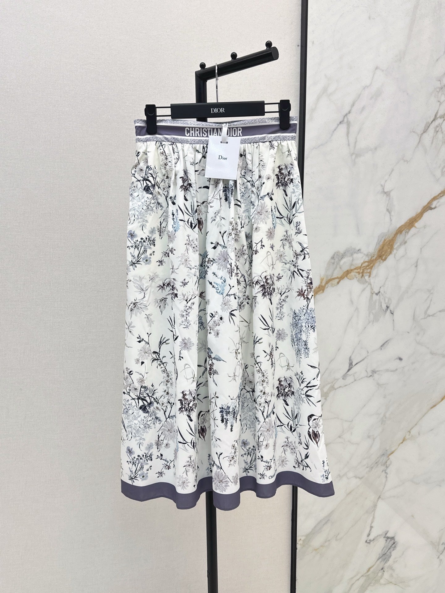 D*r 25ss print flared mid-length skirt