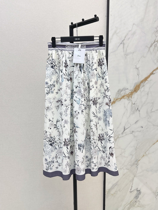 D*r 25ss print flared mid-length skirt