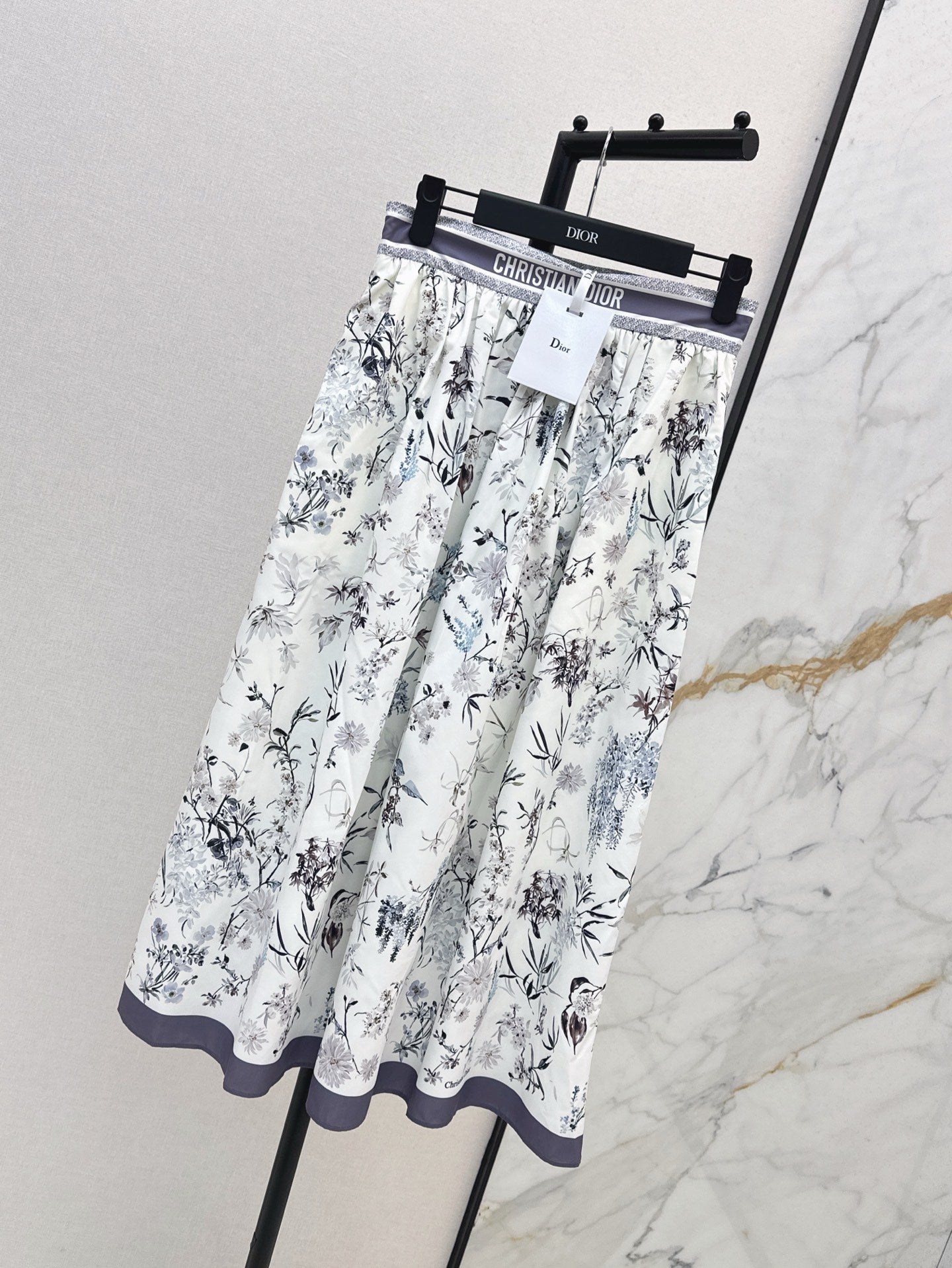 D*r 25ss print flared mid-length skirt