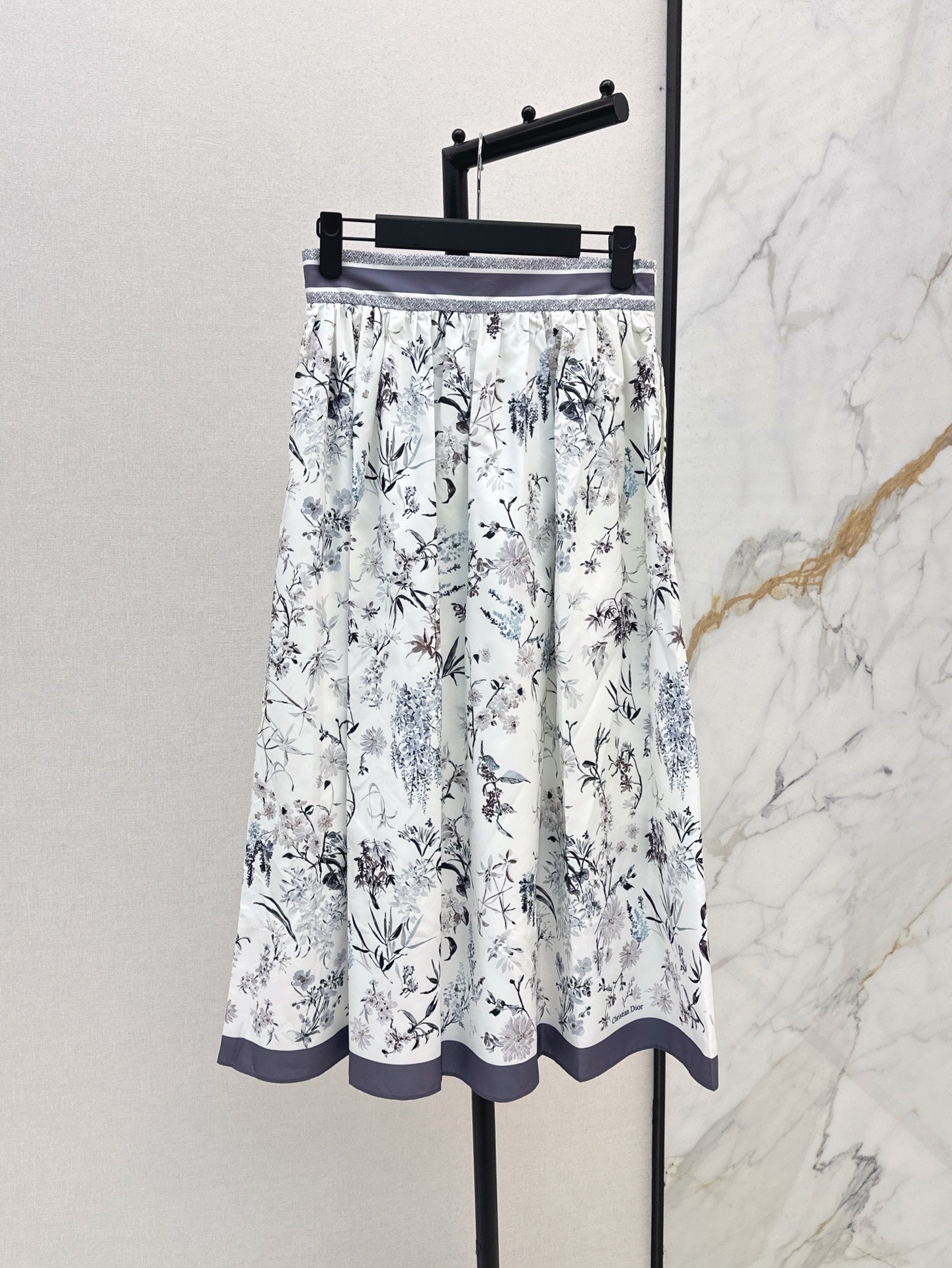 D*r 25ss print flared mid-length skirt