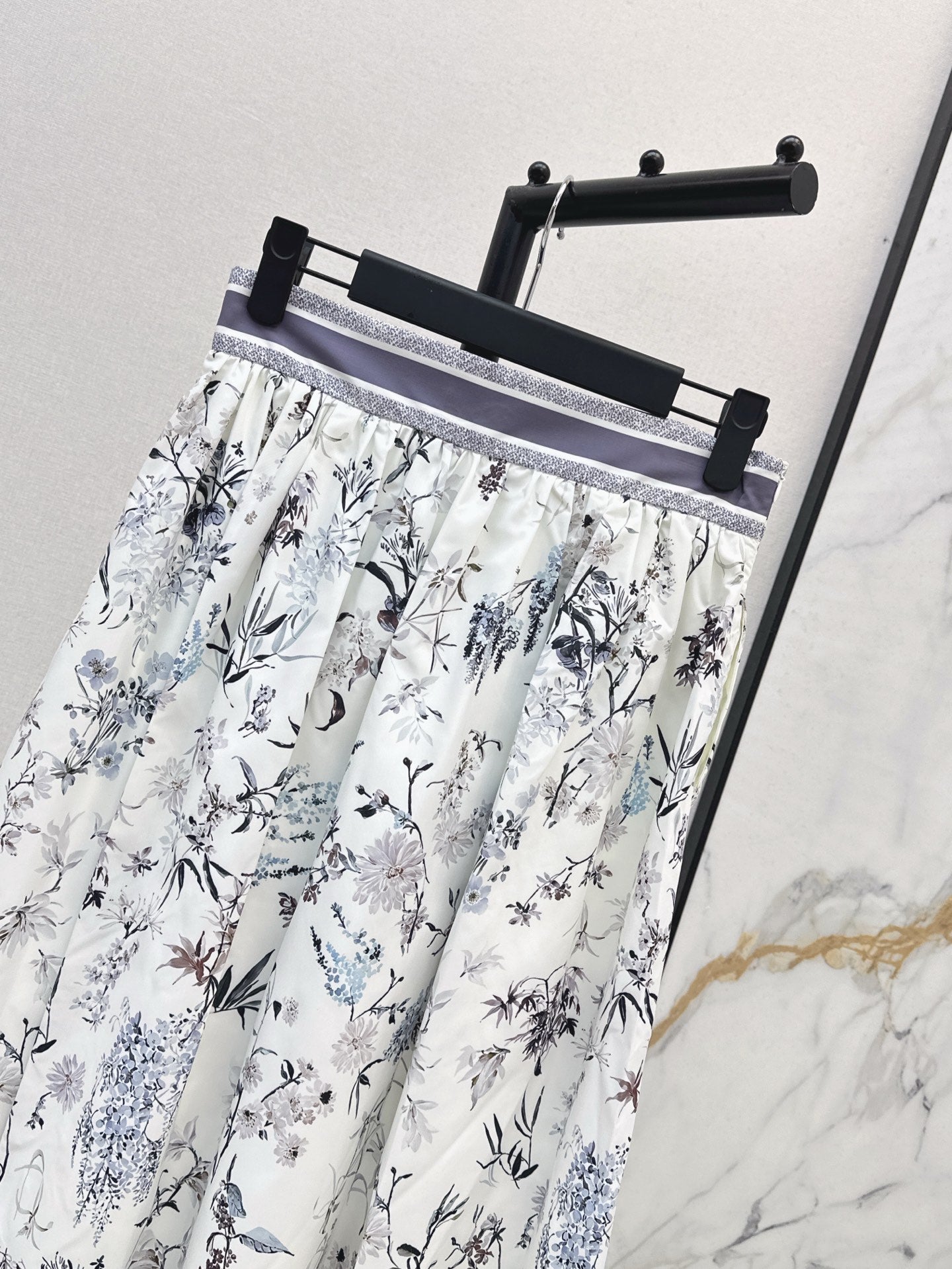 D*r 25ss print flared mid-length skirt