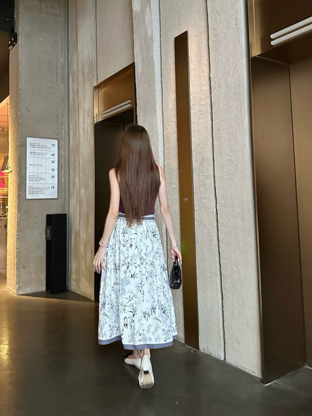 D*r 25ss print flared mid-length skirt