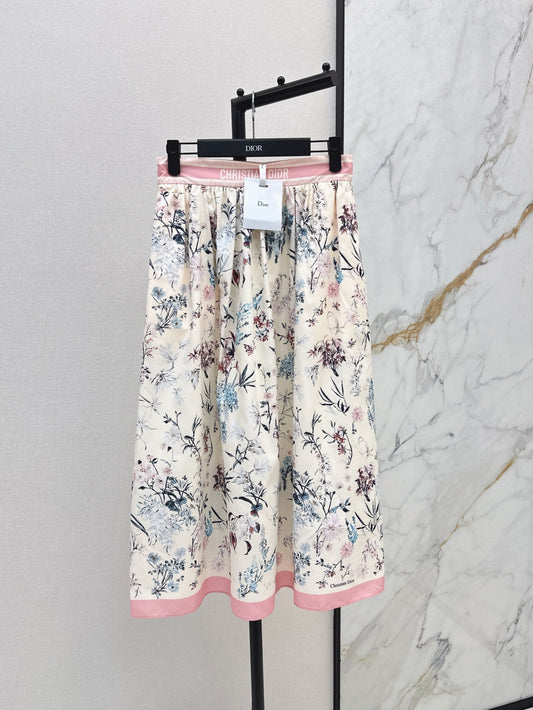 D*r 25ss print flared mid-length skirt