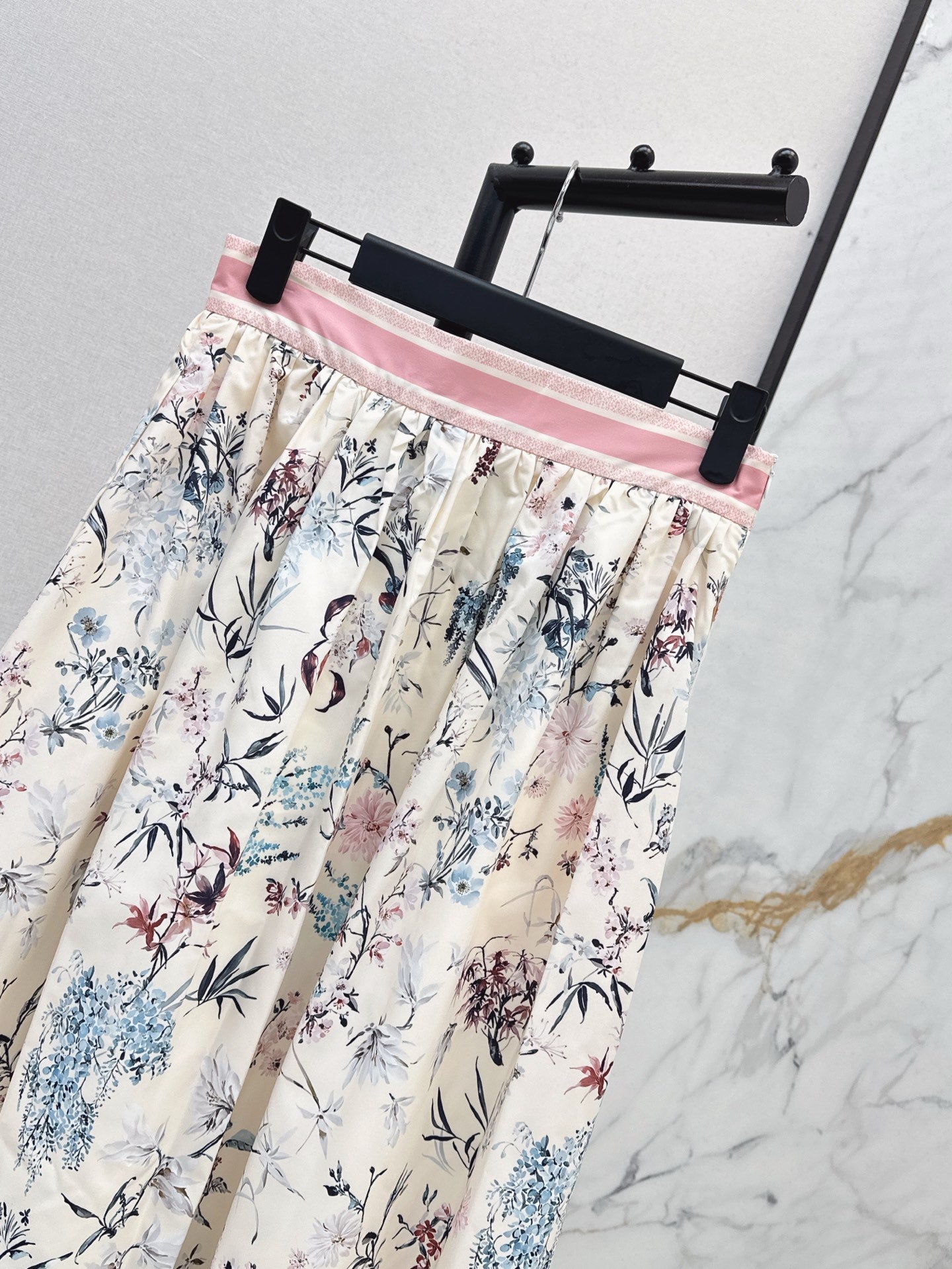 D*r 25ss print flared mid-length skirt