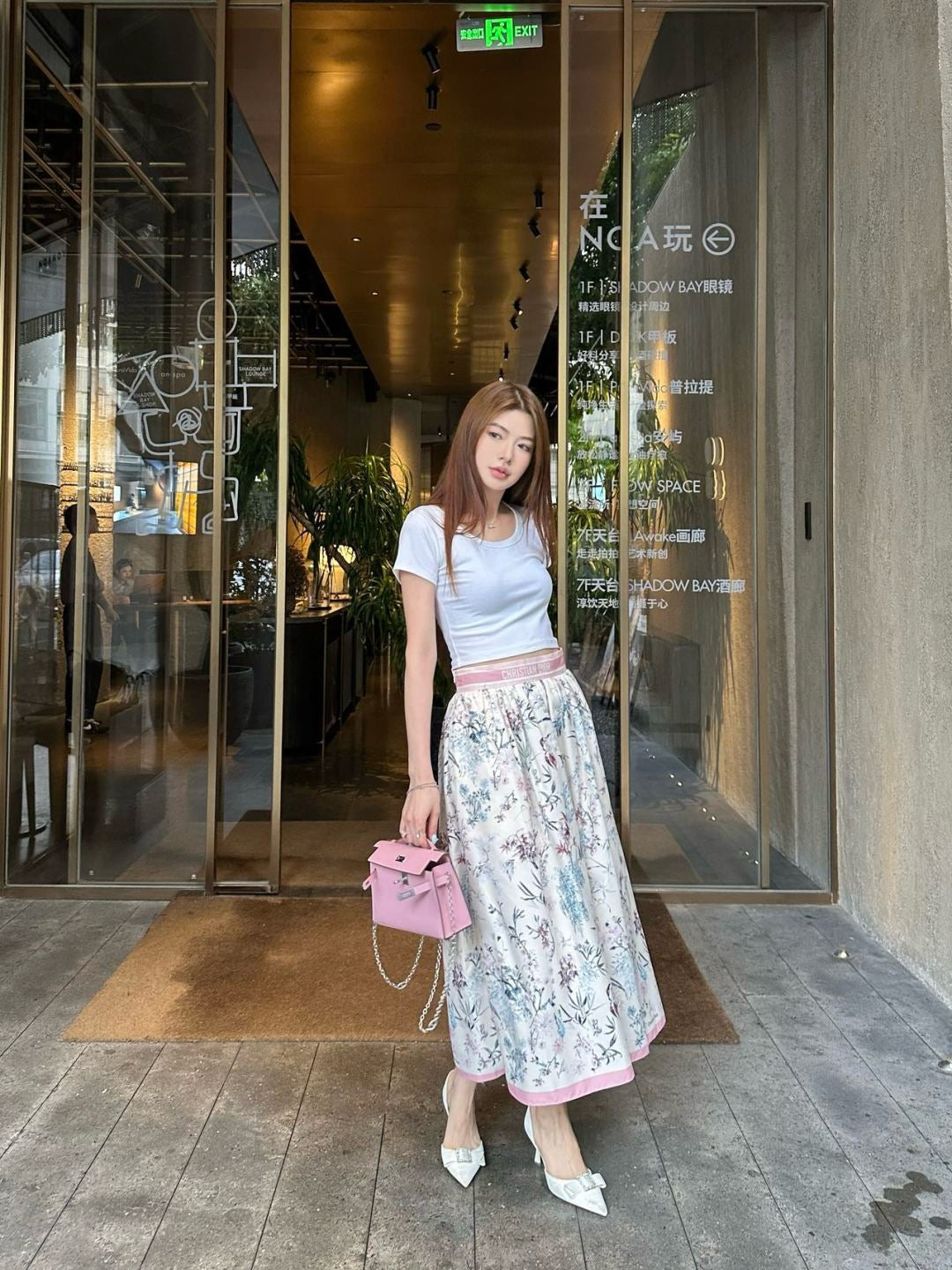 D*r 25ss print flared mid-length skirt
