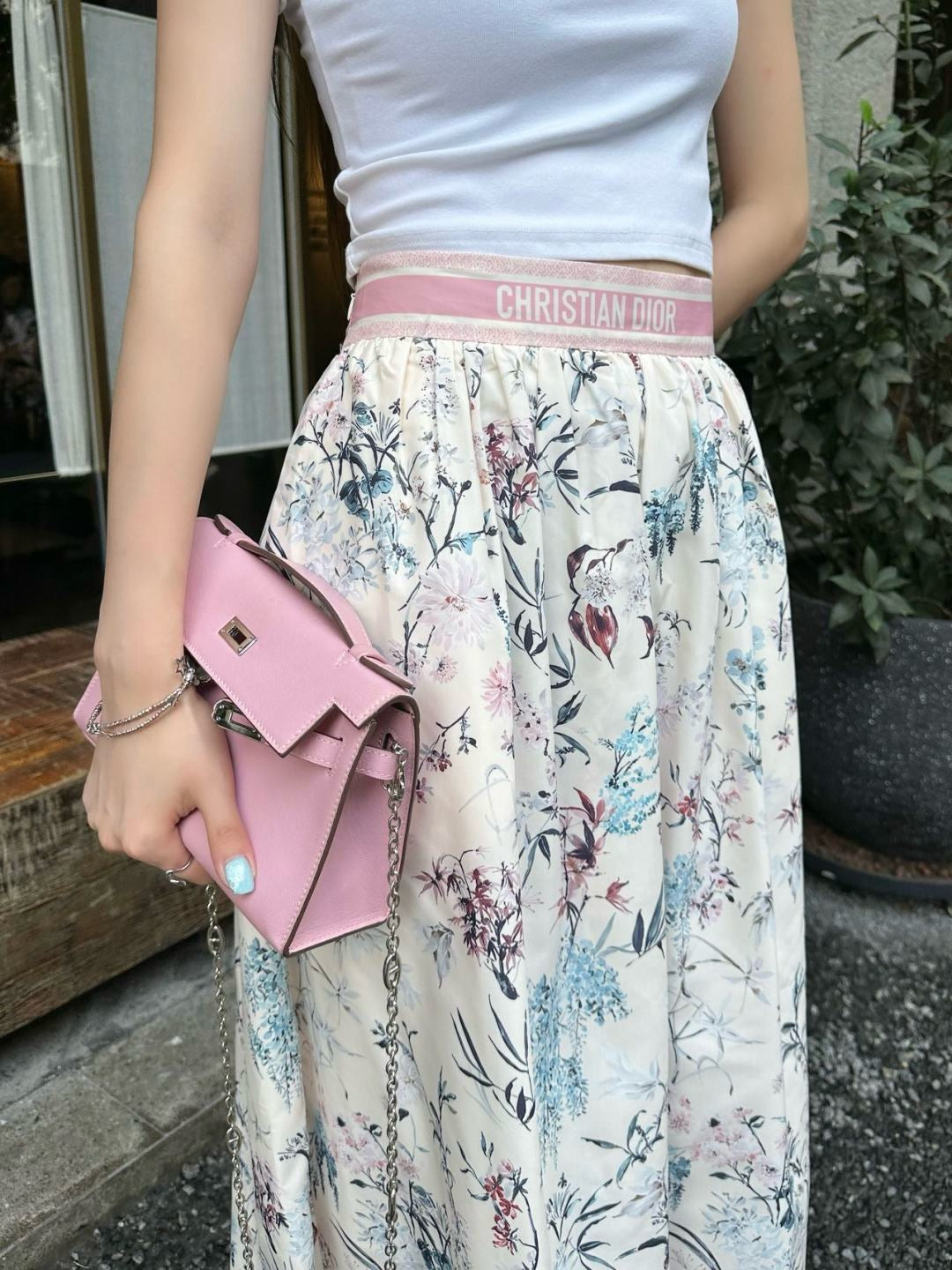 D*r 25ss print flared mid-length skirt