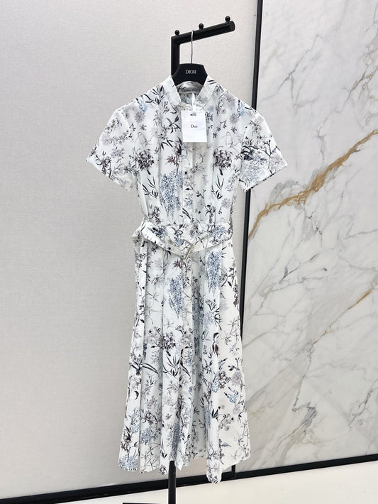 D*r 25ss printed twill belted dress