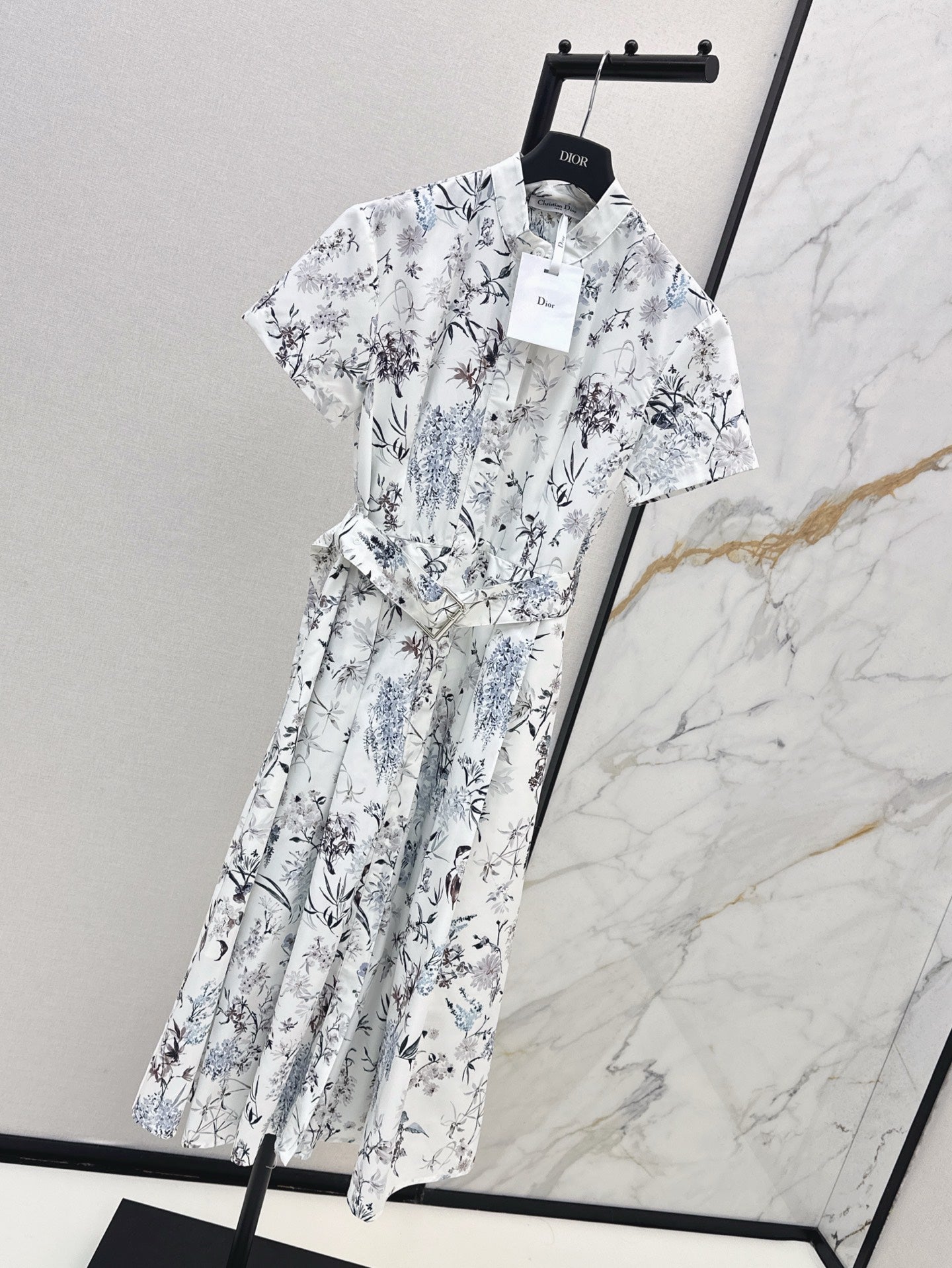 D*r 25ss printed twill belted dress