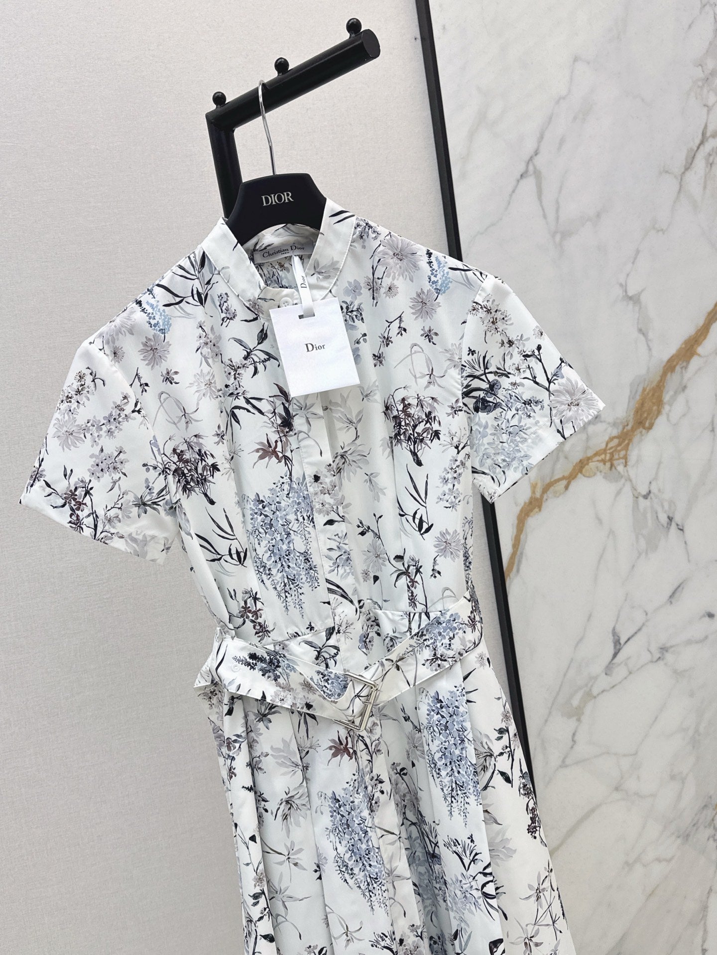 D*r 25ss printed twill belted dress