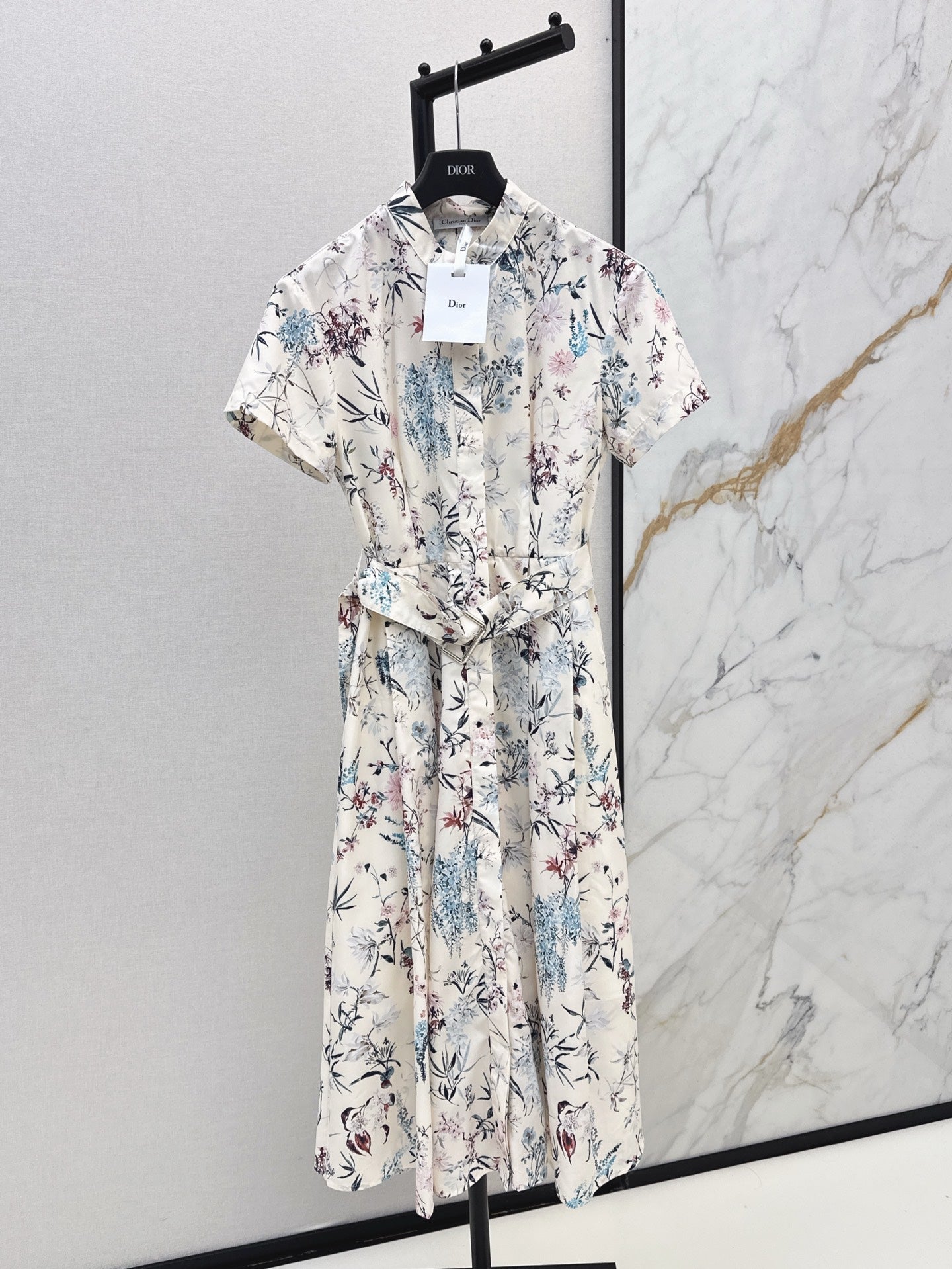 D*r 25ss printed twill belted dress