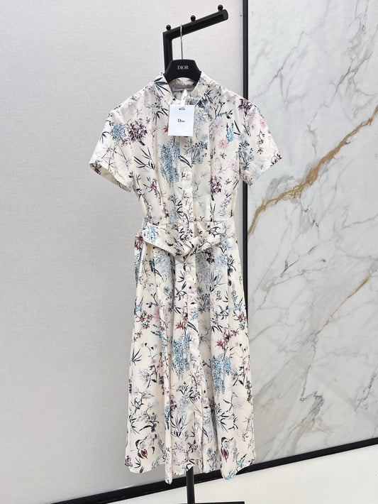 D*r 25ss printed twill belted dress