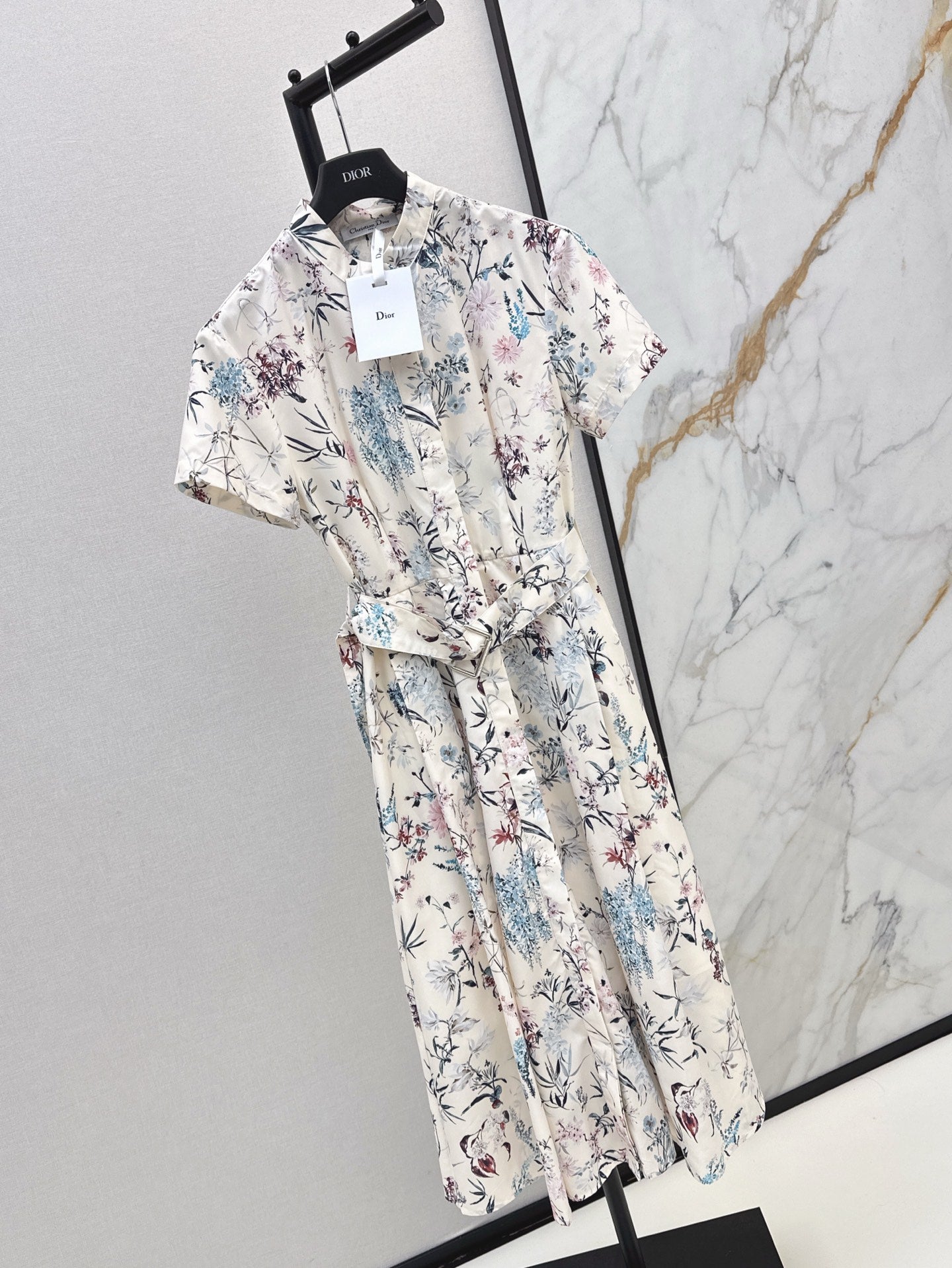 D*r 25ss printed twill belted dress