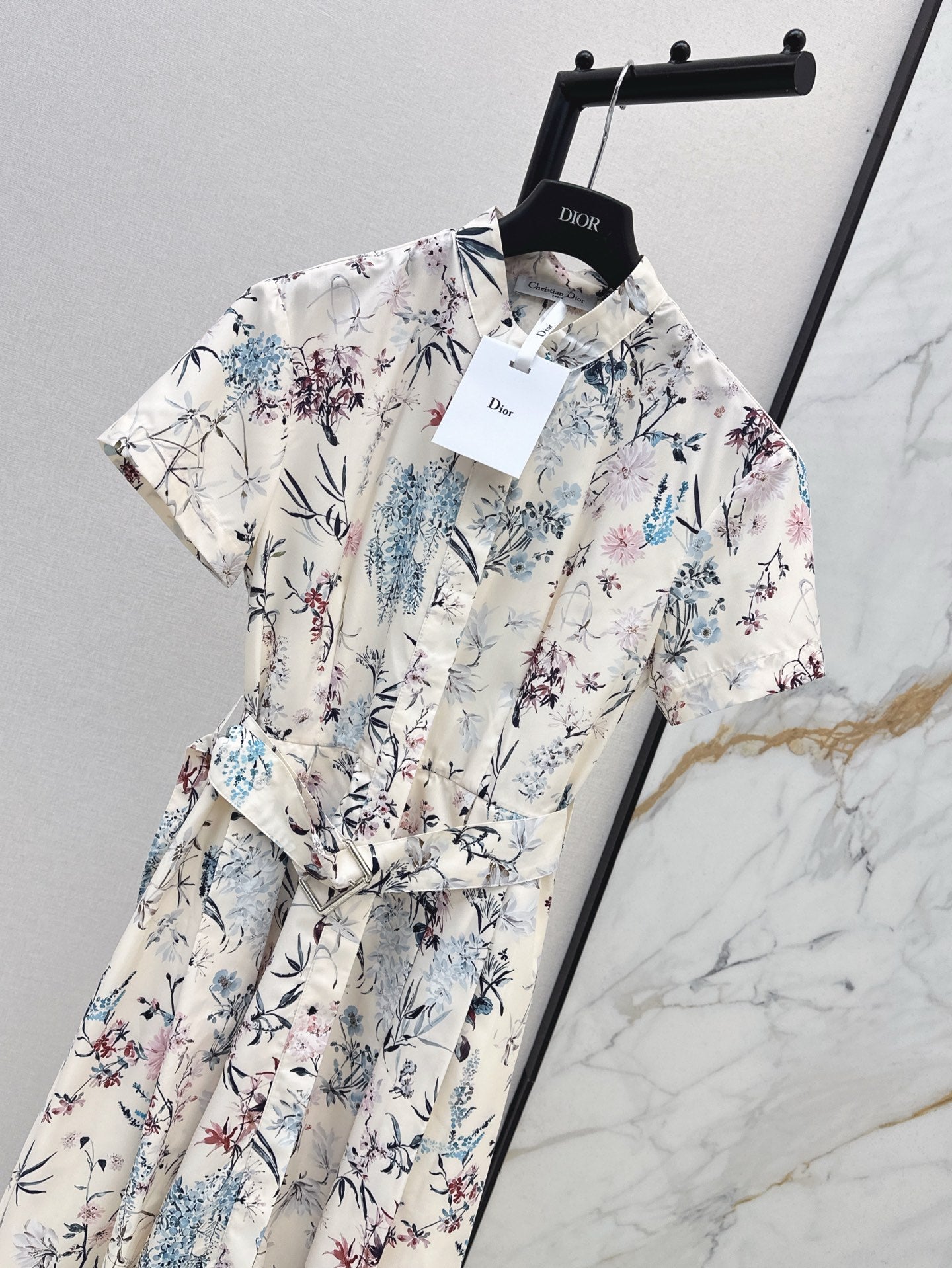 D*r 25ss printed twill belted dress