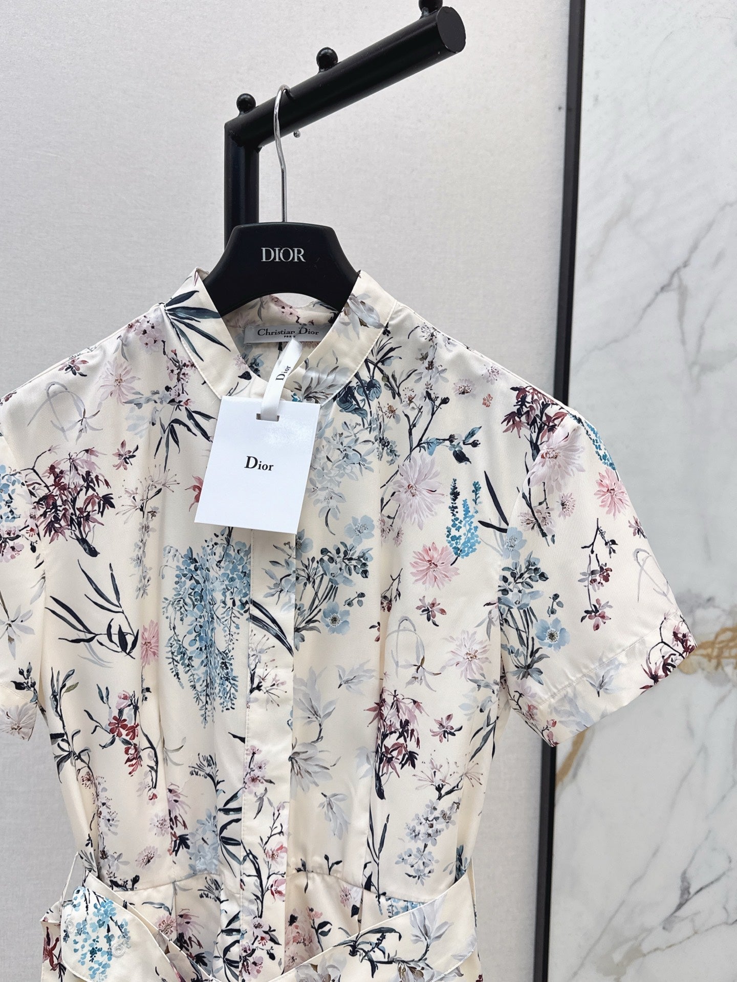 D*r 25ss printed twill belted dress