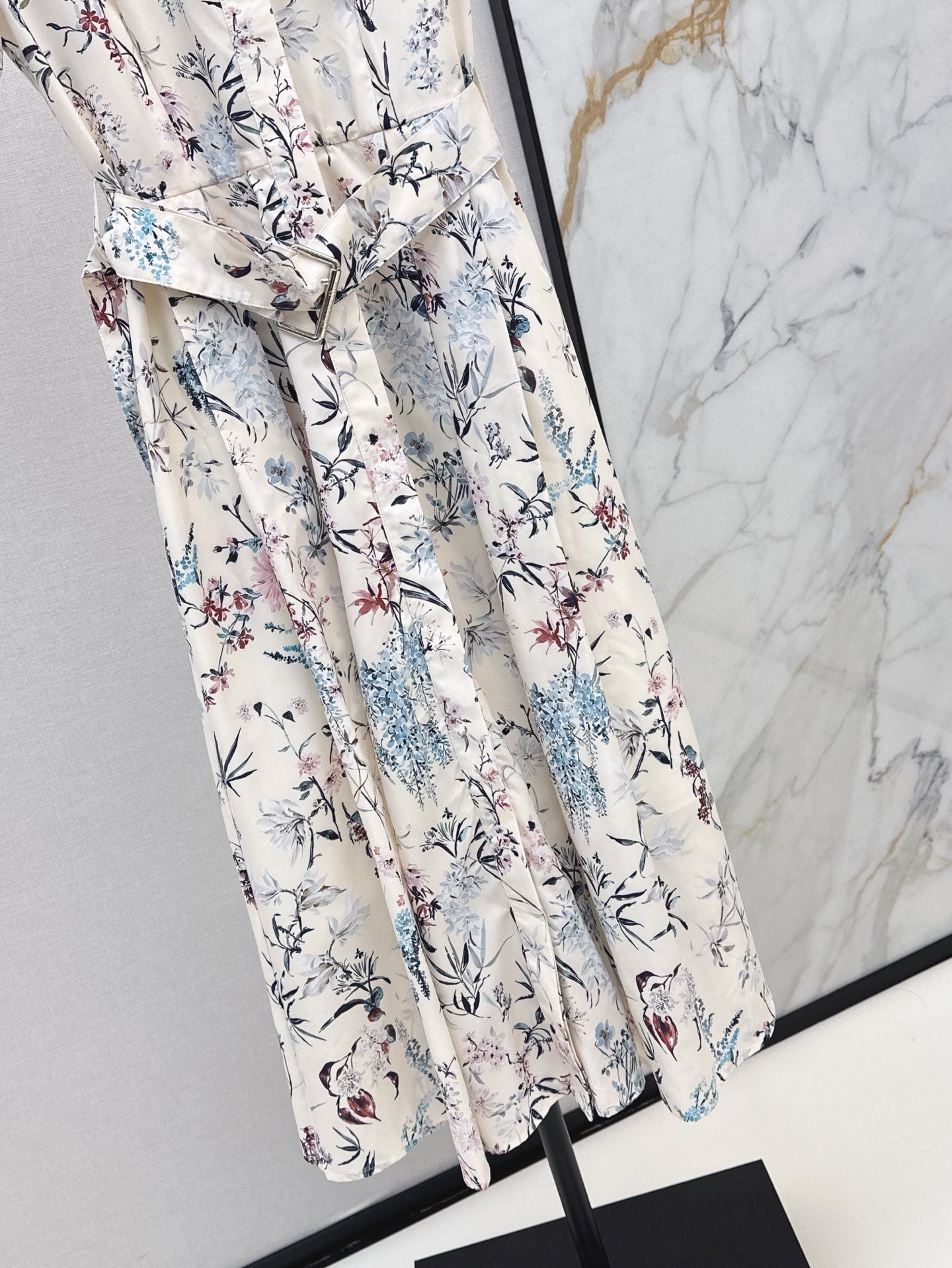 D*r 25ss printed twill belted dress