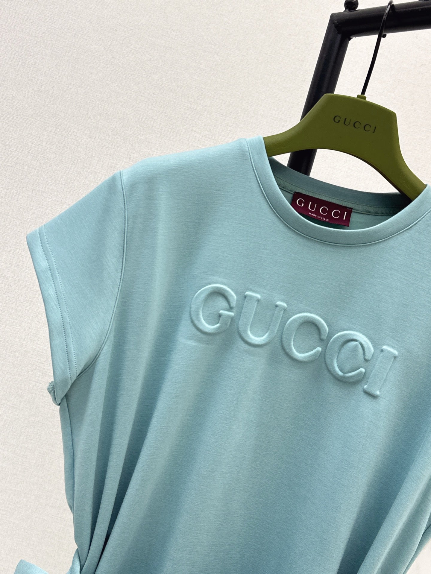 Gu* 25ss tied belt embossed minidress