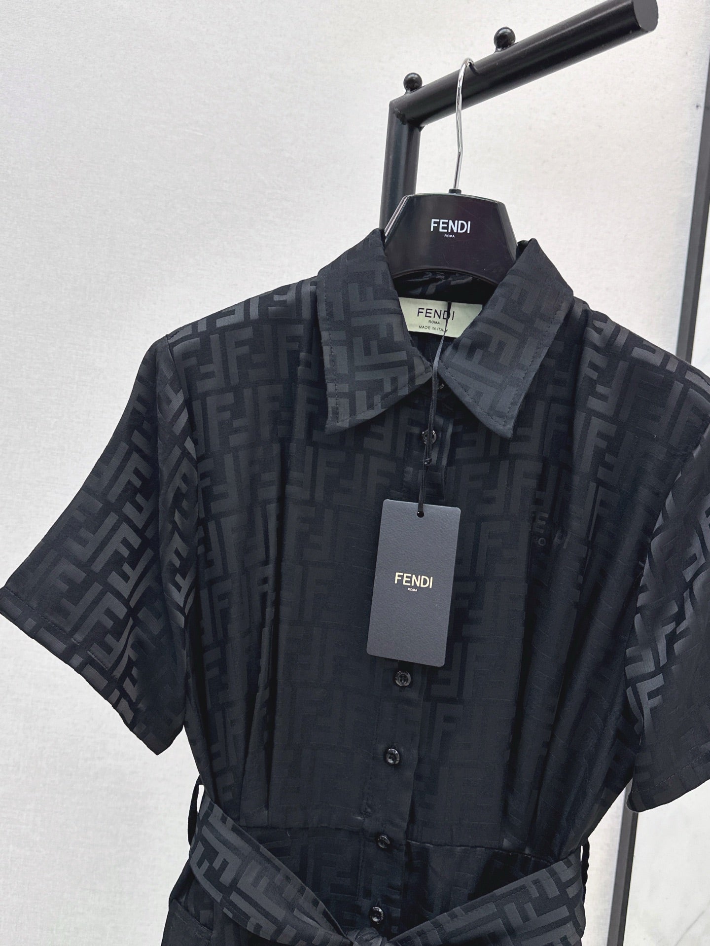 Fd* 25ss FF printed tied belt shirt dress