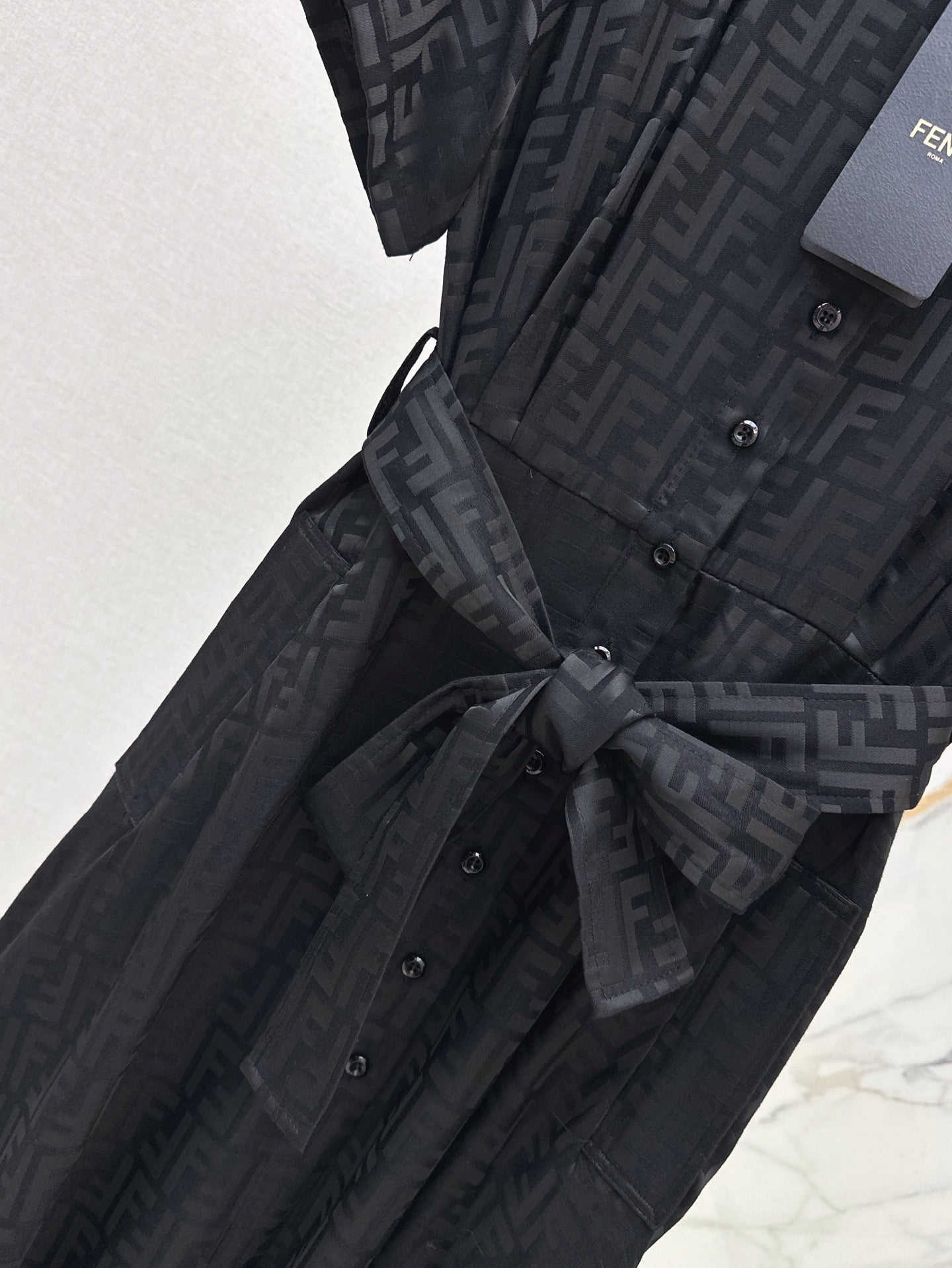 Fd* 25ss FF printed tied belt shirt dress