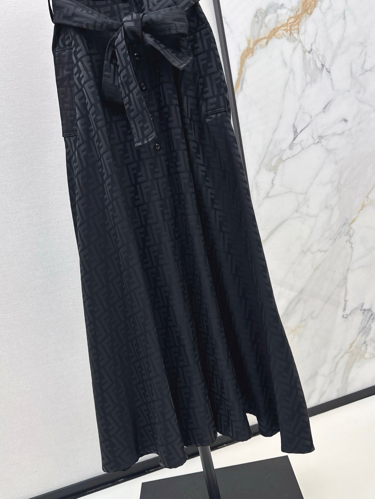 Fd* 25ss FF printed tied belt shirt dress