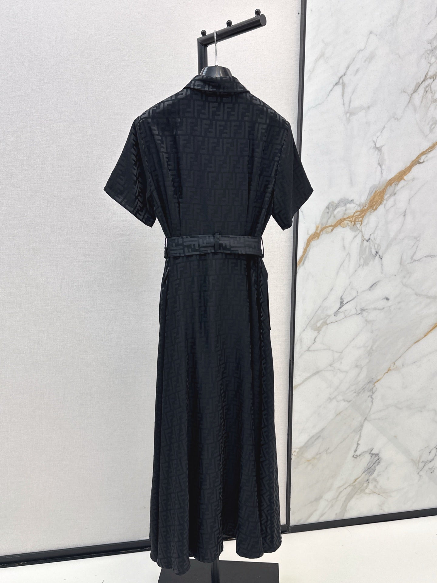 Fd* 25ss FF printed tied belt shirt dress