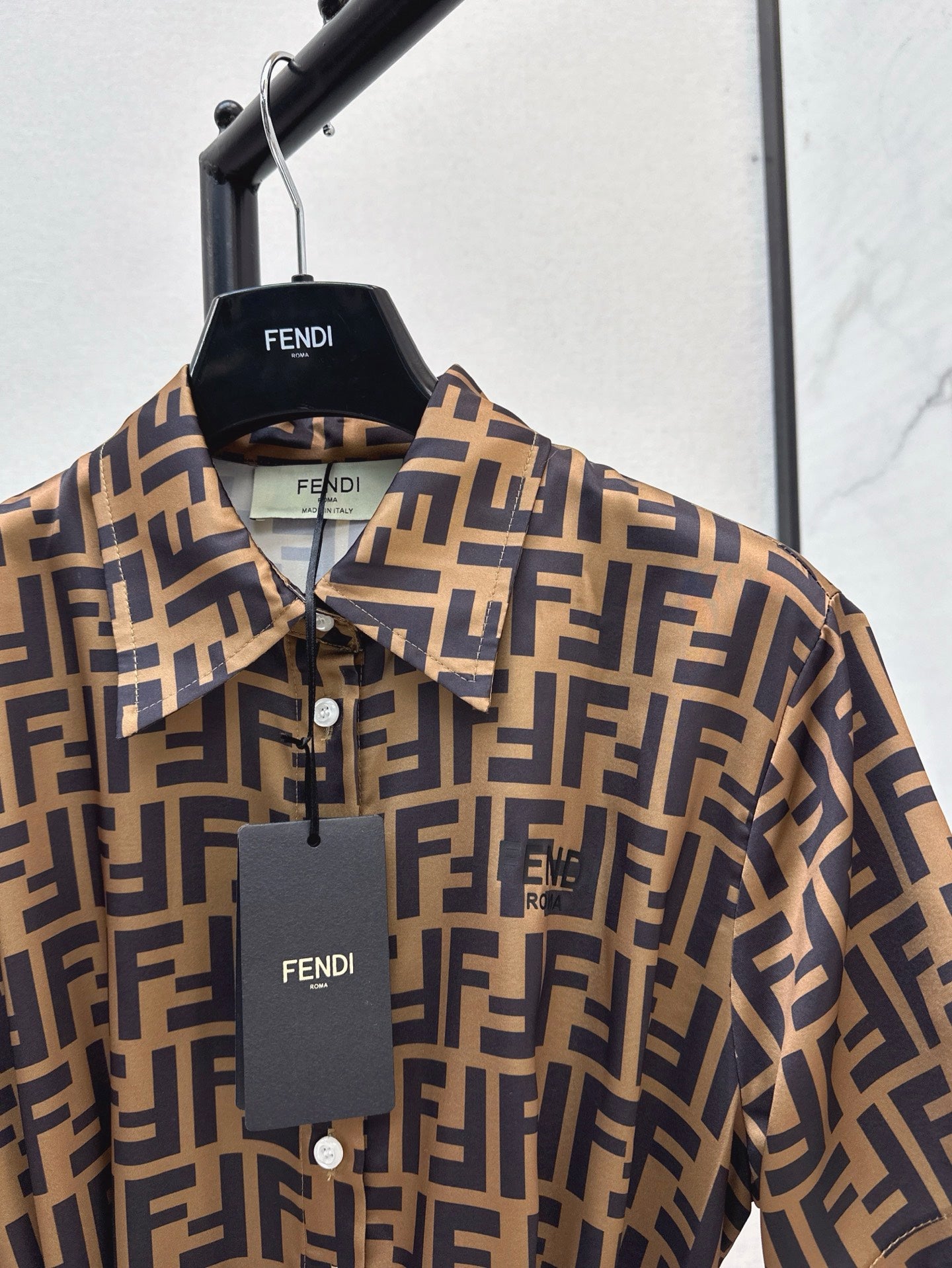 Fd* 25ss FF printed tied belt shirt dress