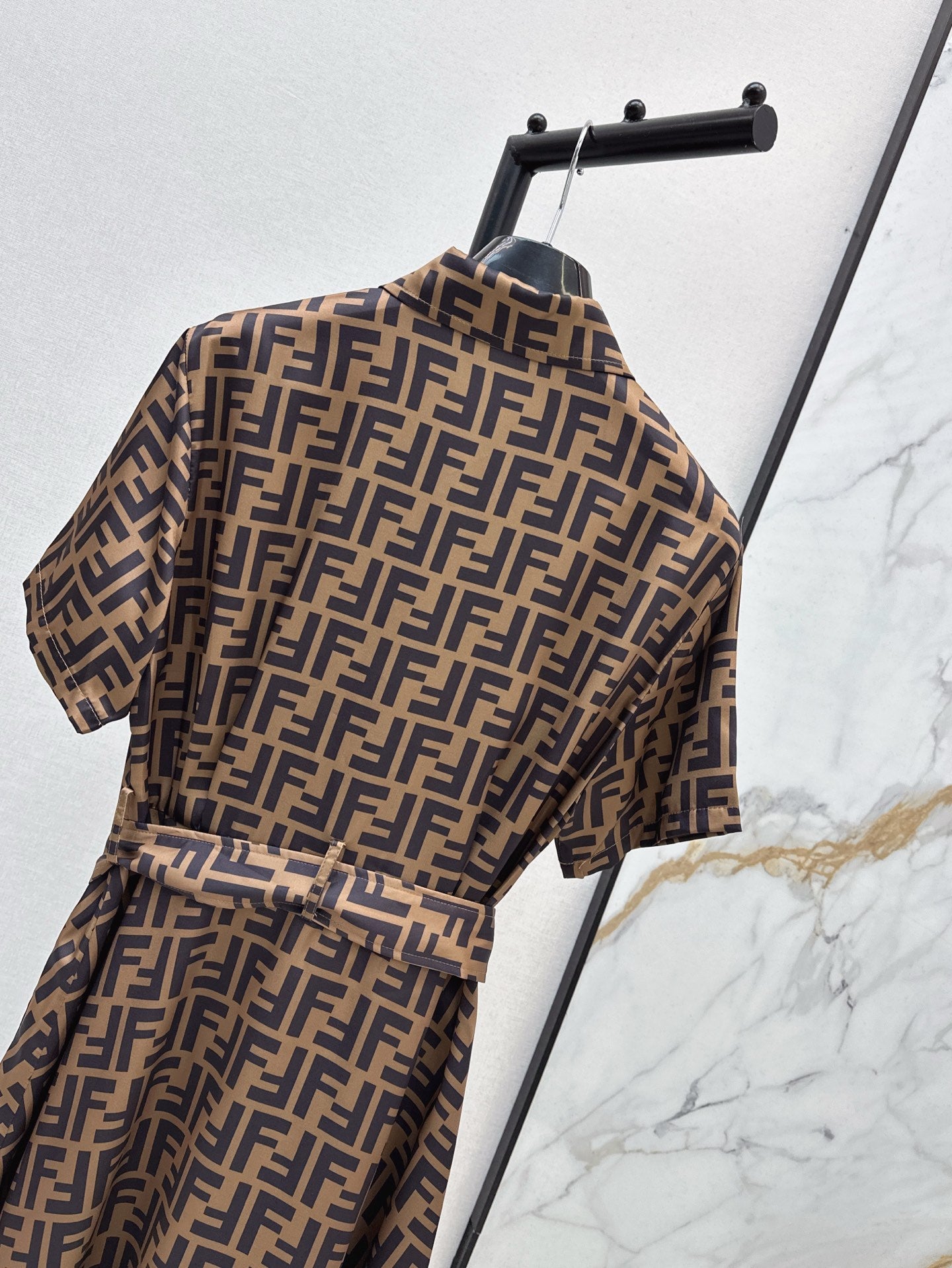 Fd* 25ss FF printed tied belt shirt dress