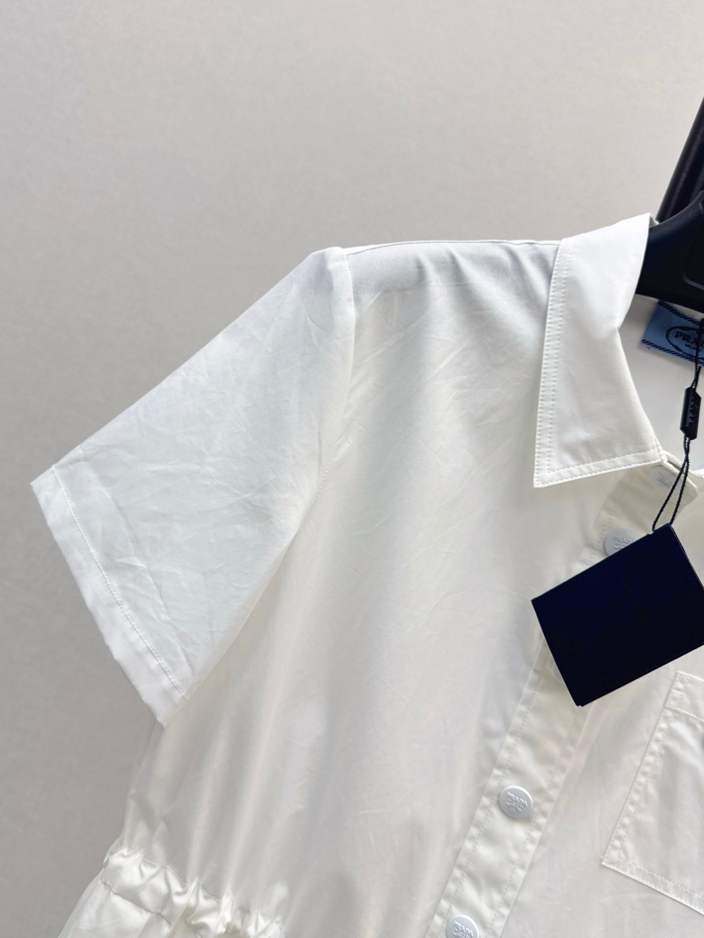 Pra* 25ss drawstring pleated shirt dress