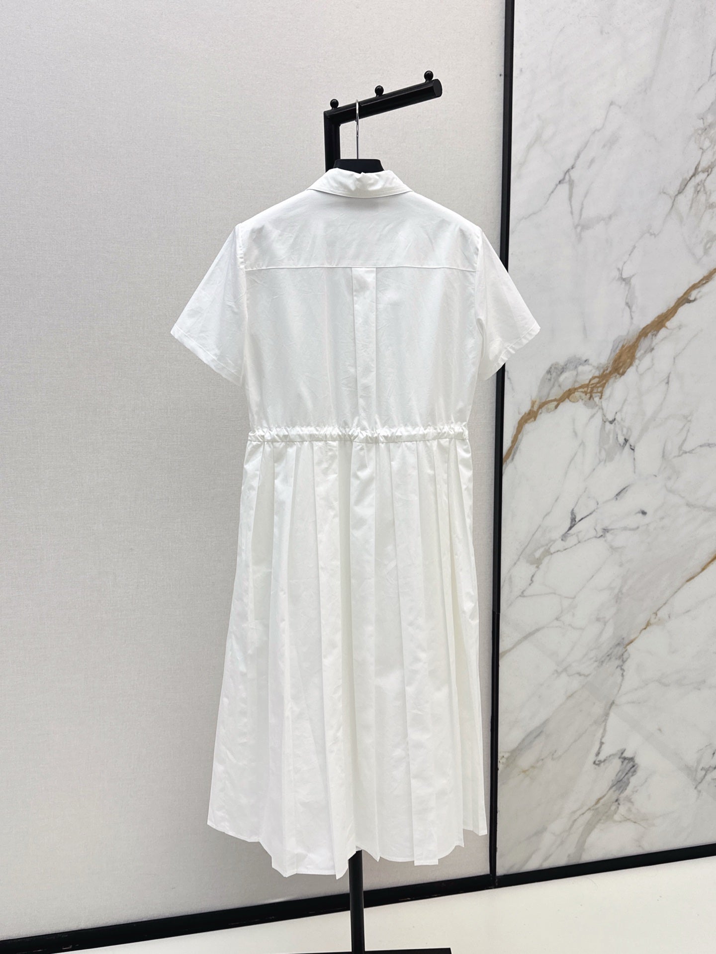 Pra* 25ss drawstring pleated shirt dress