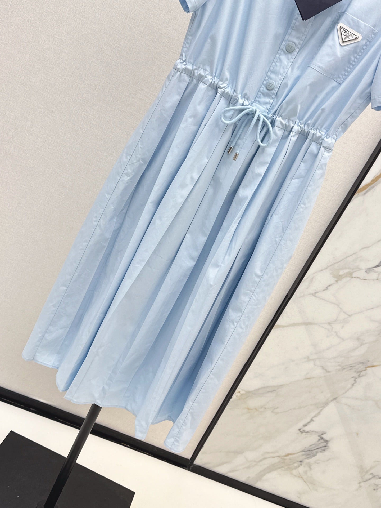 Pra* 25ss drawstring pleated shirt dress