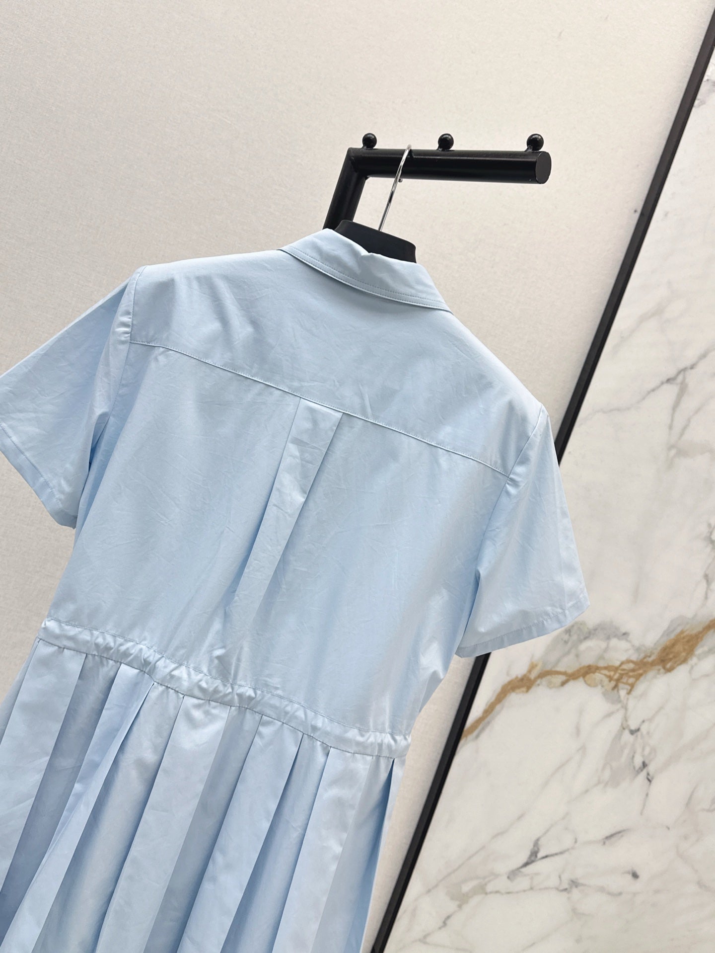 Pra* 25ss drawstring pleated shirt dress
