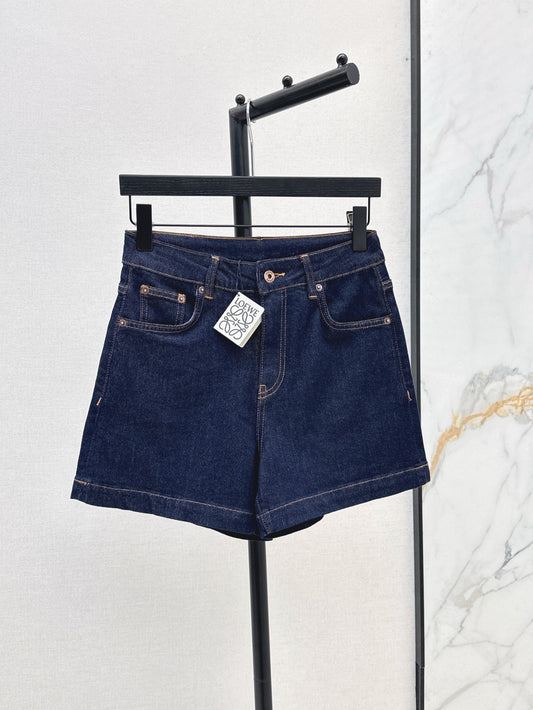 Loe* 25ss anagram embroidered denim shorts