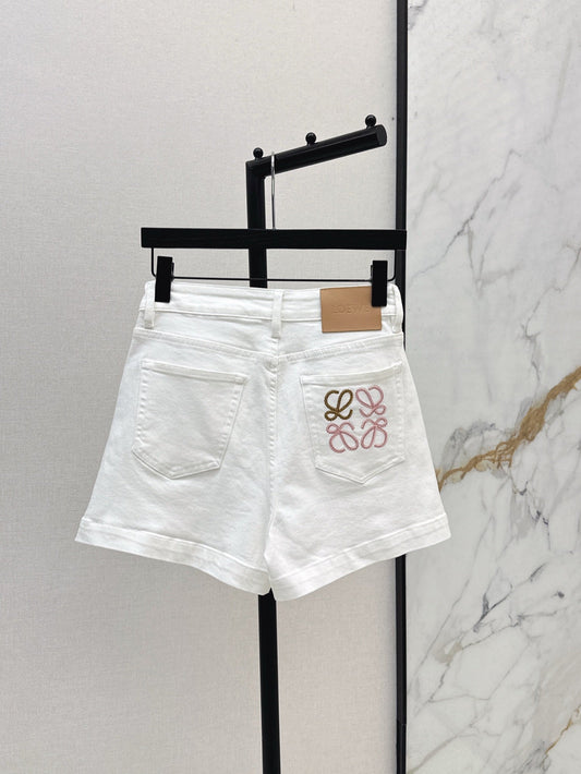 Loe* 25ss anagram embroidered denim shorts