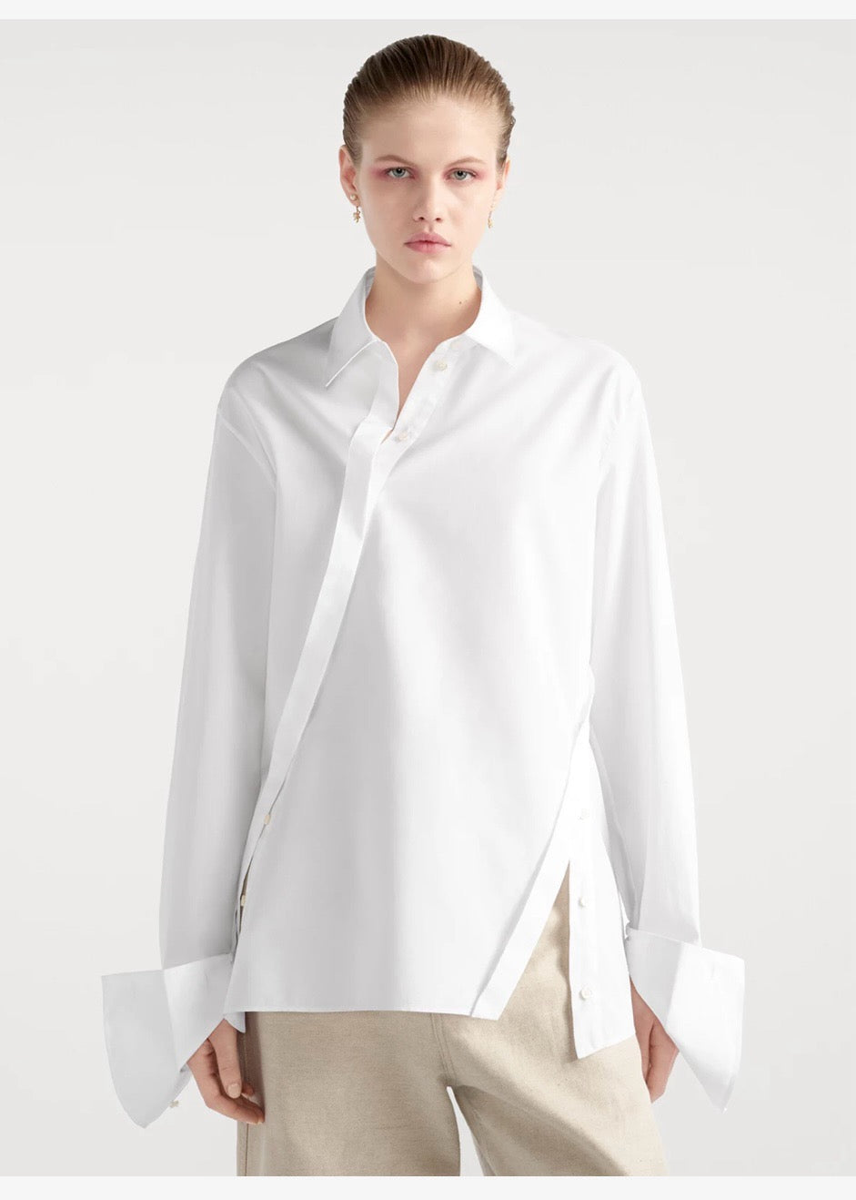 D*r 25ss Oblique buckle shirt