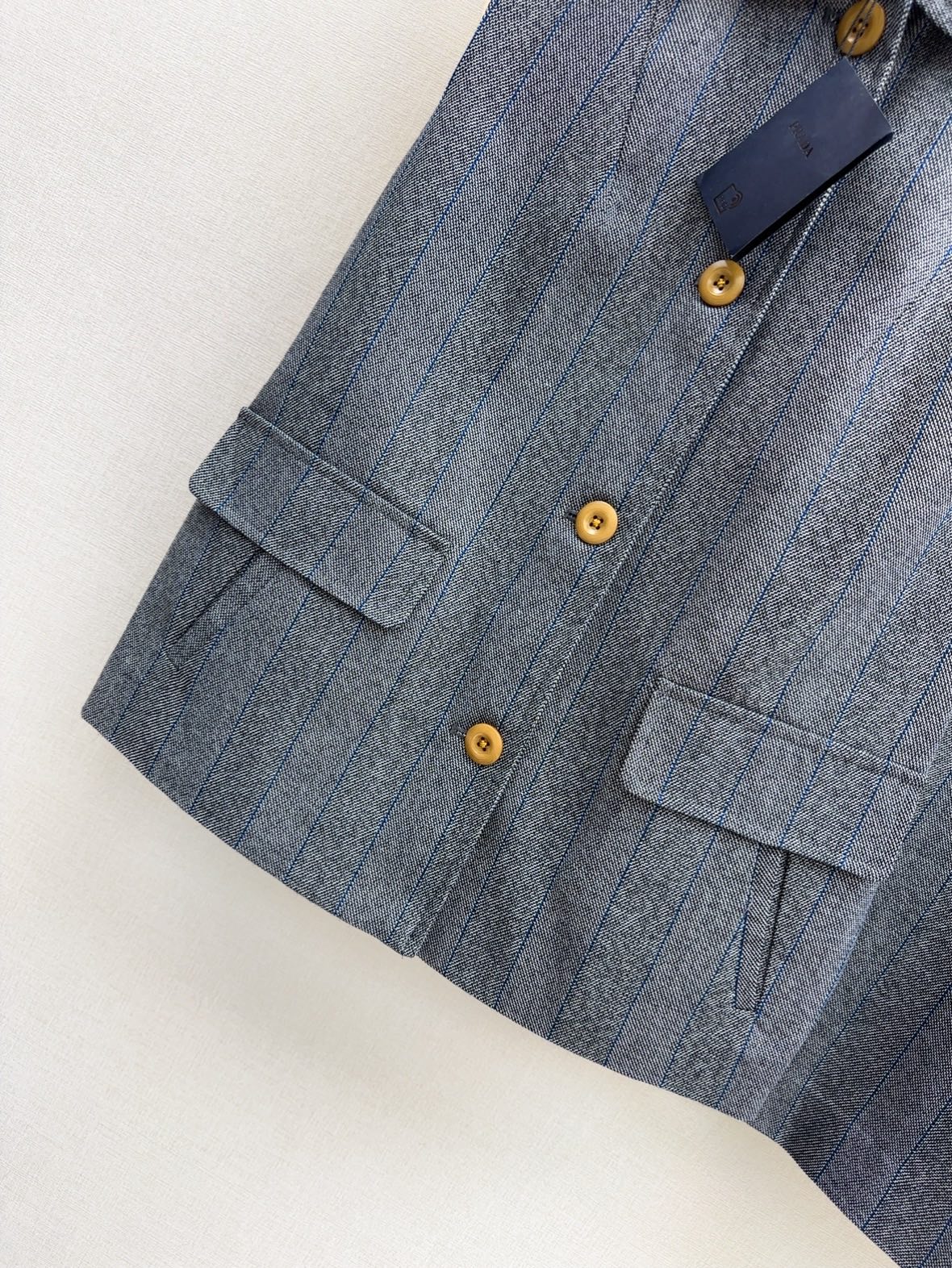 Pra* 25ss striped vest and blazer skirt suit