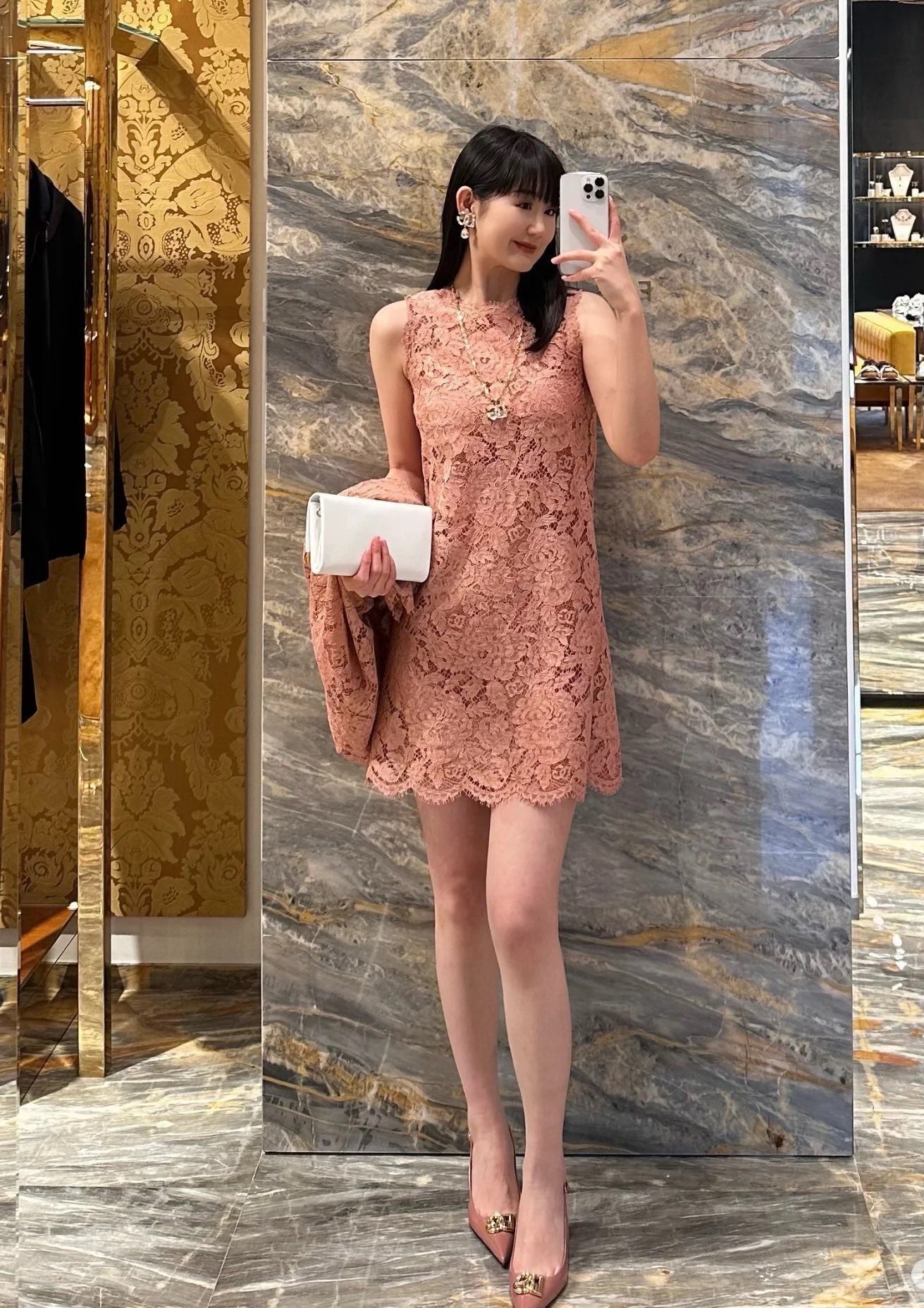 D*Gab 25ss sleeveless floral lace fit A-line dress