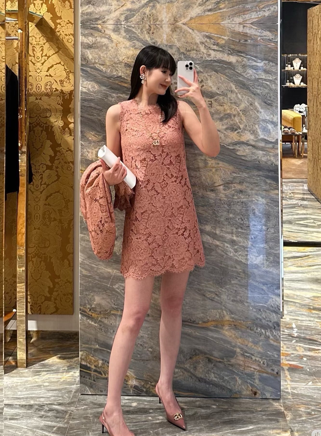 D*Gab 25ss sleeveless floral lace fit A-line dress