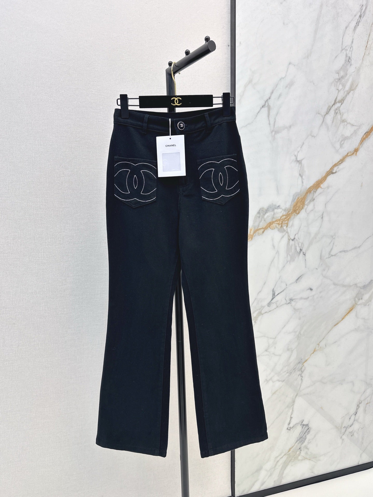 C*nel 25ss logo embroidered cotton pants