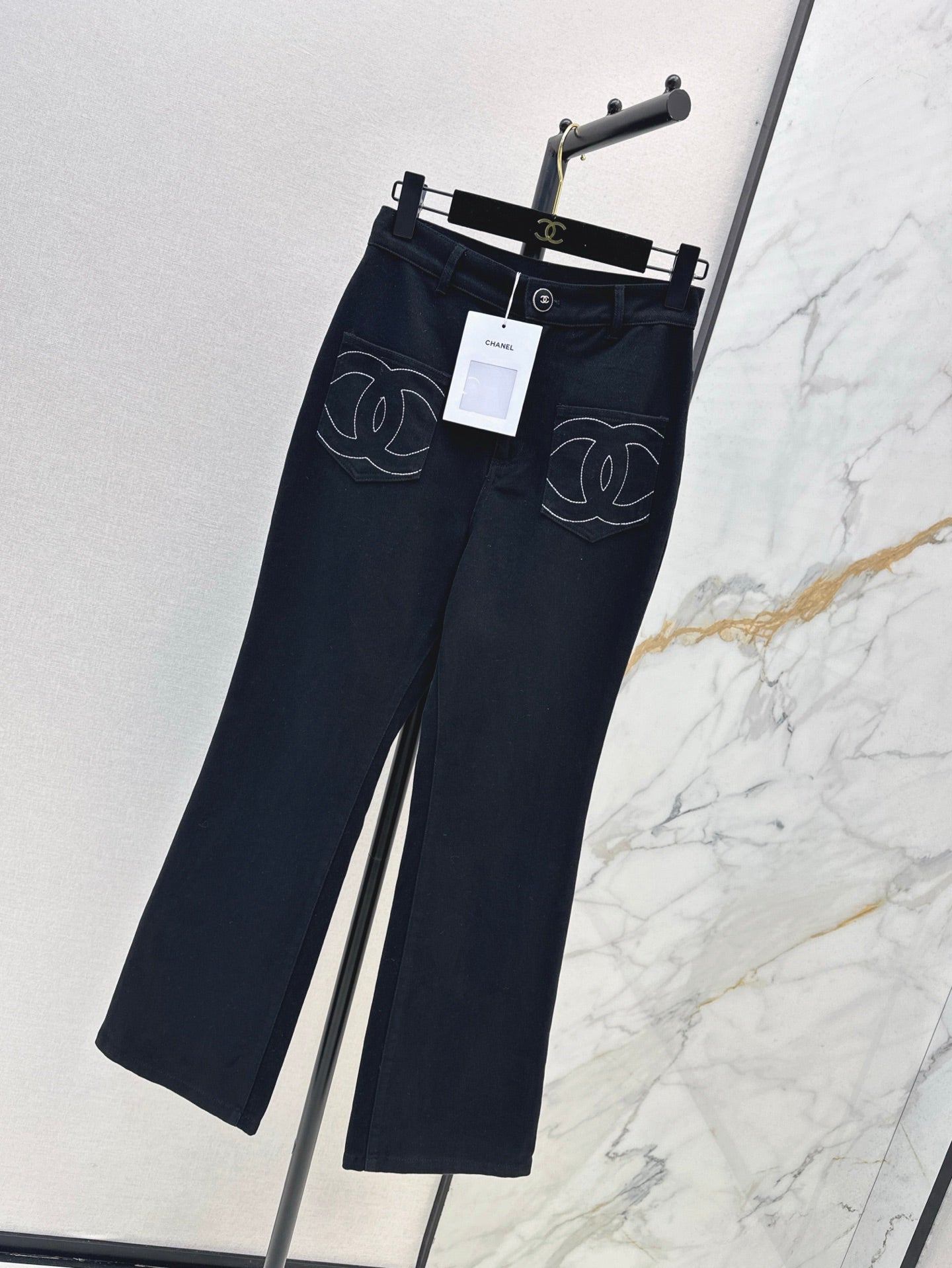C*nel 25ss logo embroidered cotton pants