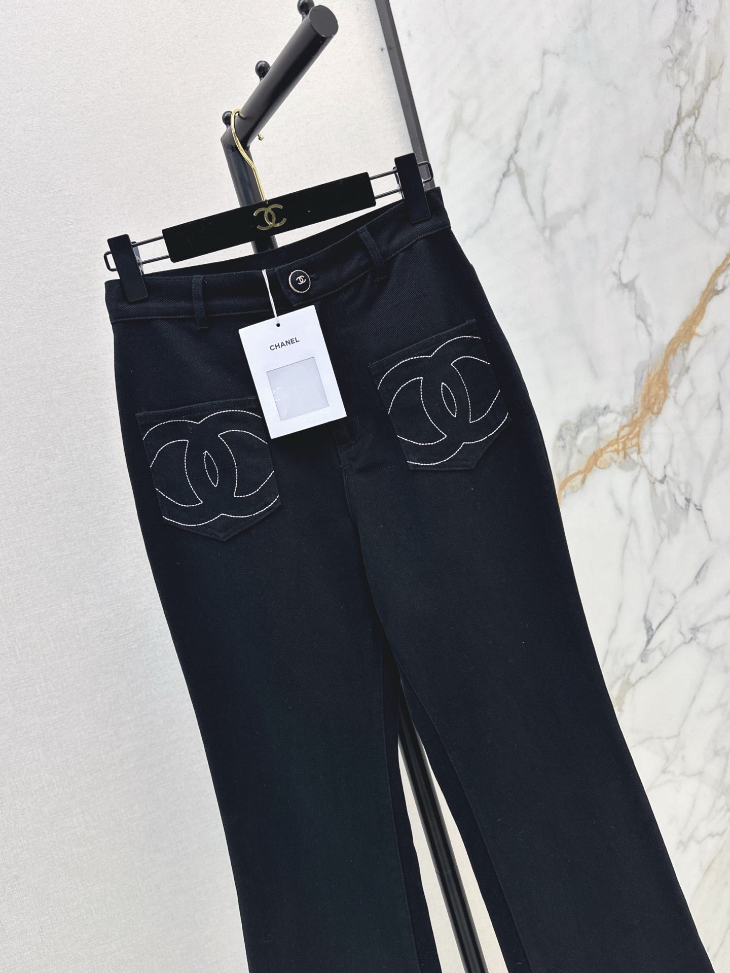 C*nel 25ss logo embroidered cotton pants
