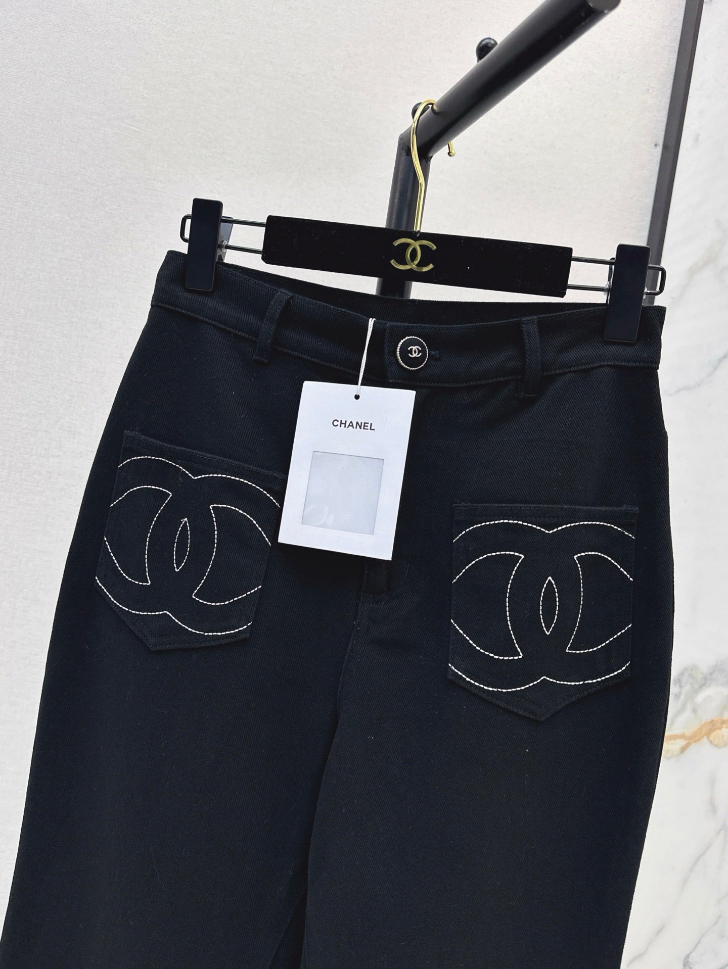C*nel 25ss logo embroidered cotton pants