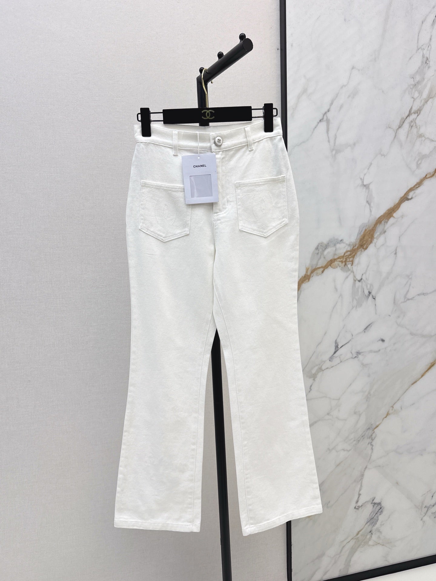 C*nel 25ss logo embroidered cotton pants