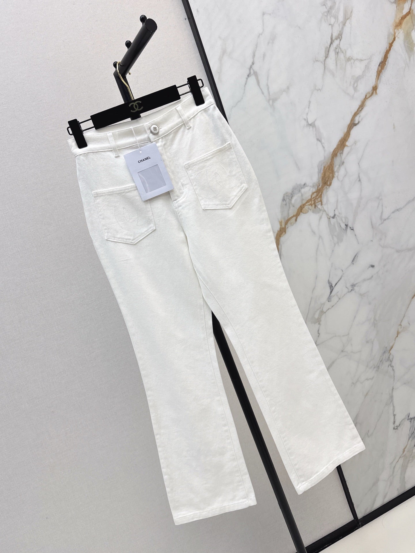 C*nel 25ss logo embroidered cotton pants