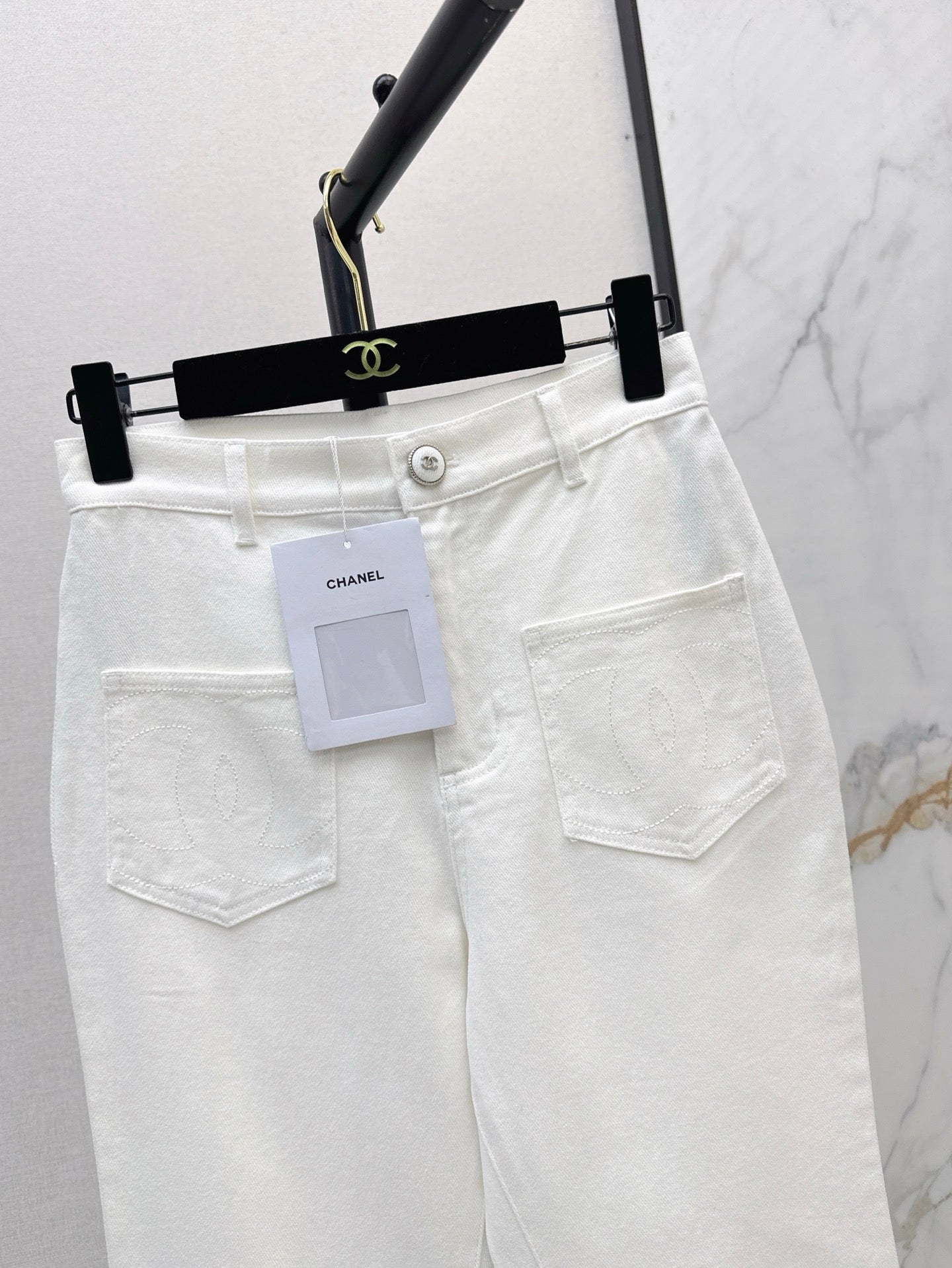 C*nel 25ss logo embroidered cotton pants