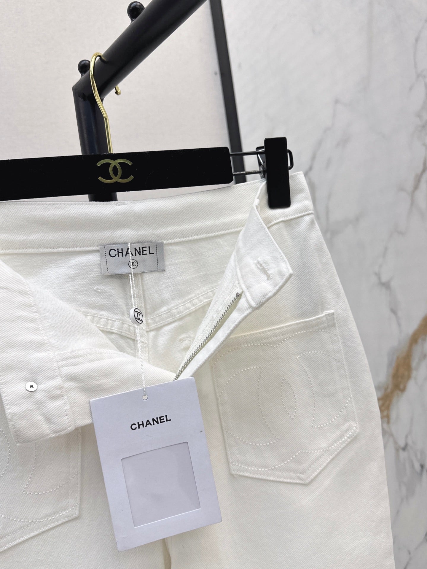 C*nel 25ss logo embroidered cotton pants