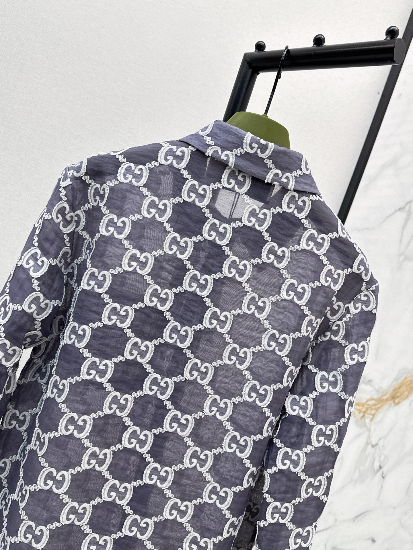 Gu* 25ss GG jacquard lace trim  shirt