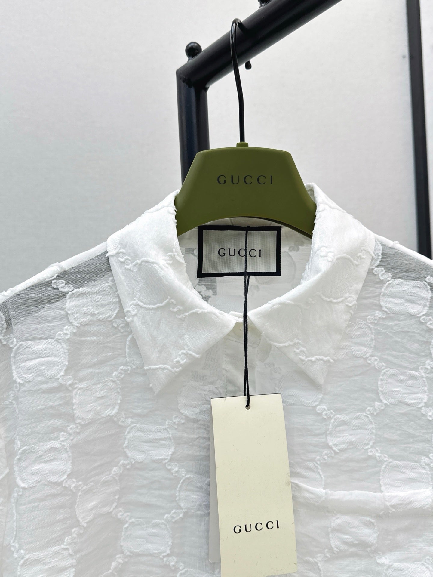 Gu* 25ss GG jacquard lace trim  shirt