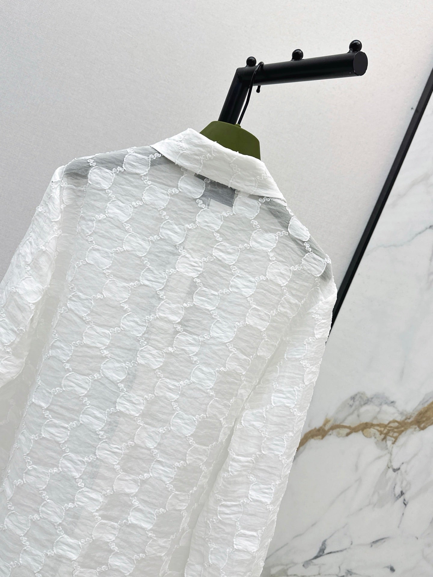 Gu* 25ss GG jacquard lace trim  shirt