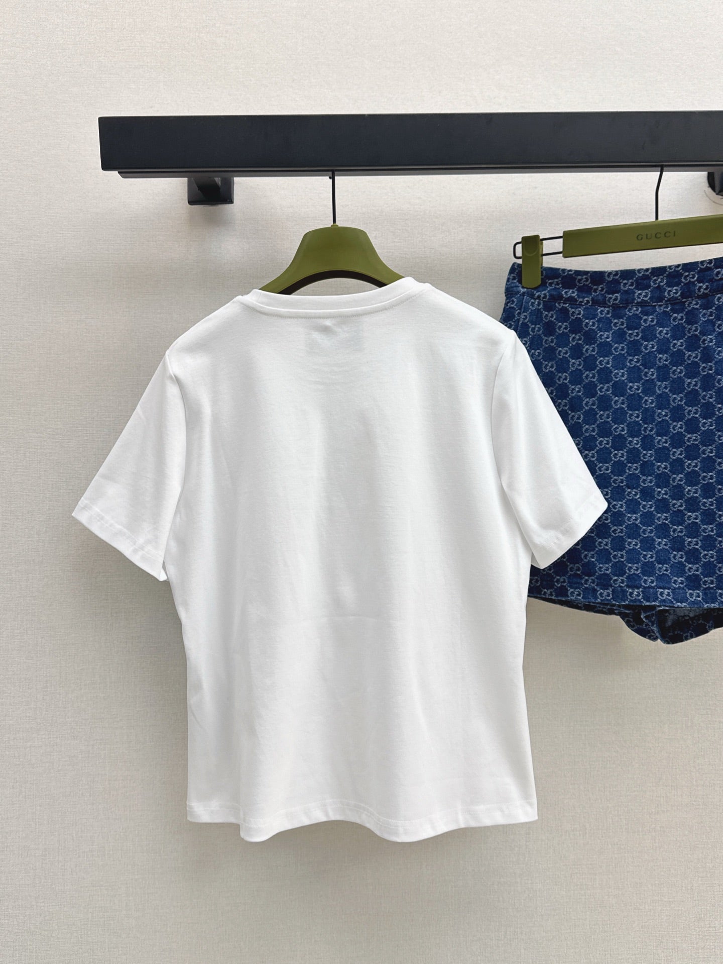 Gu* 25ss cotton jersey t-shirt and GG denim skort suit