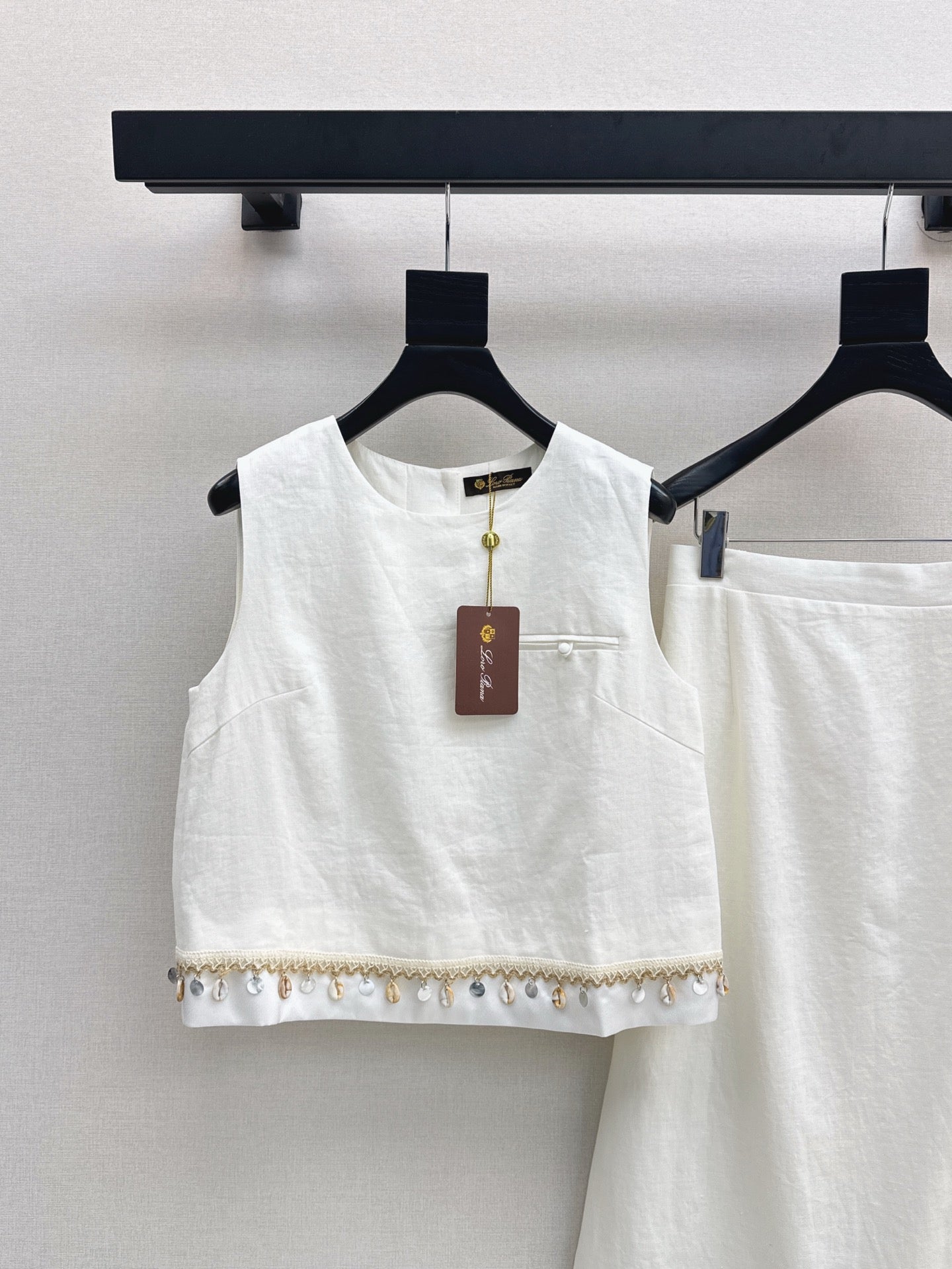 Lor*P 25ss lace trim cropped vest and skirt suit