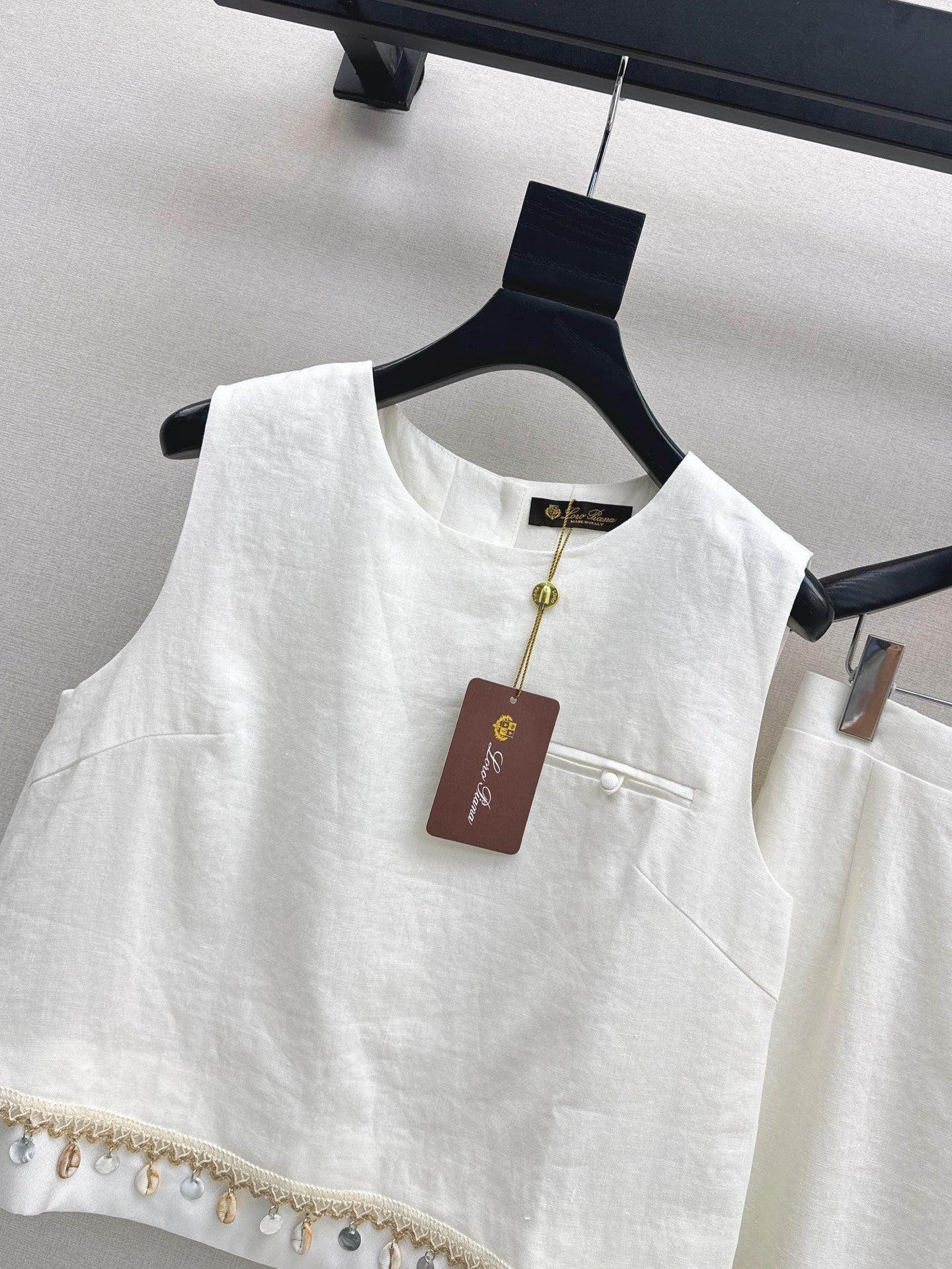 Lor*P 25ss lace trim cropped vest and skirt suit